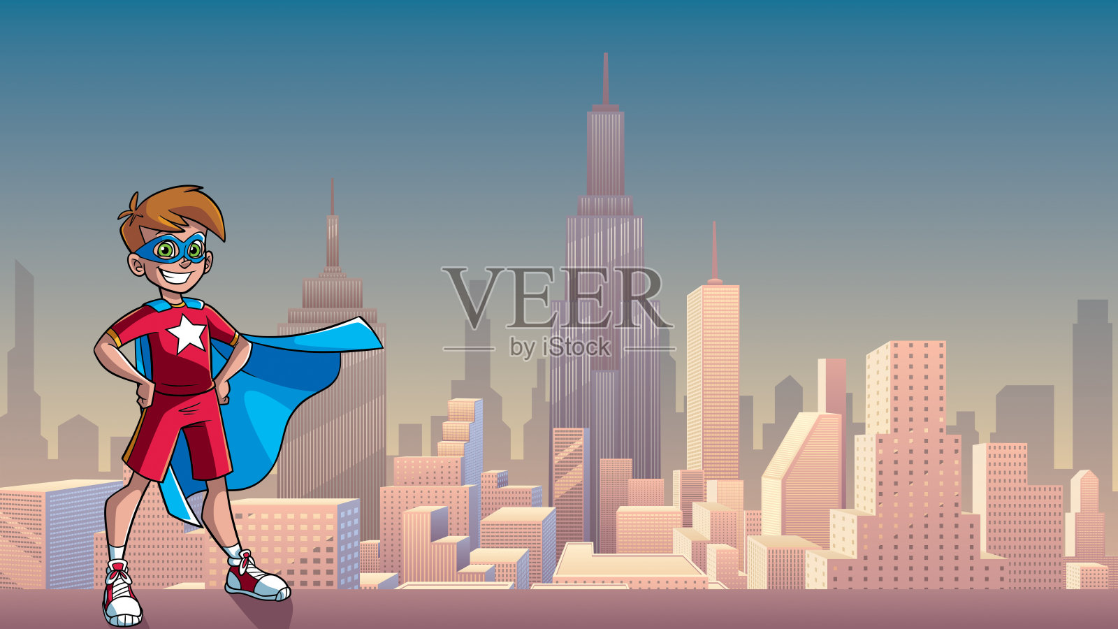《小超级男孩城市》背景插画图片素材