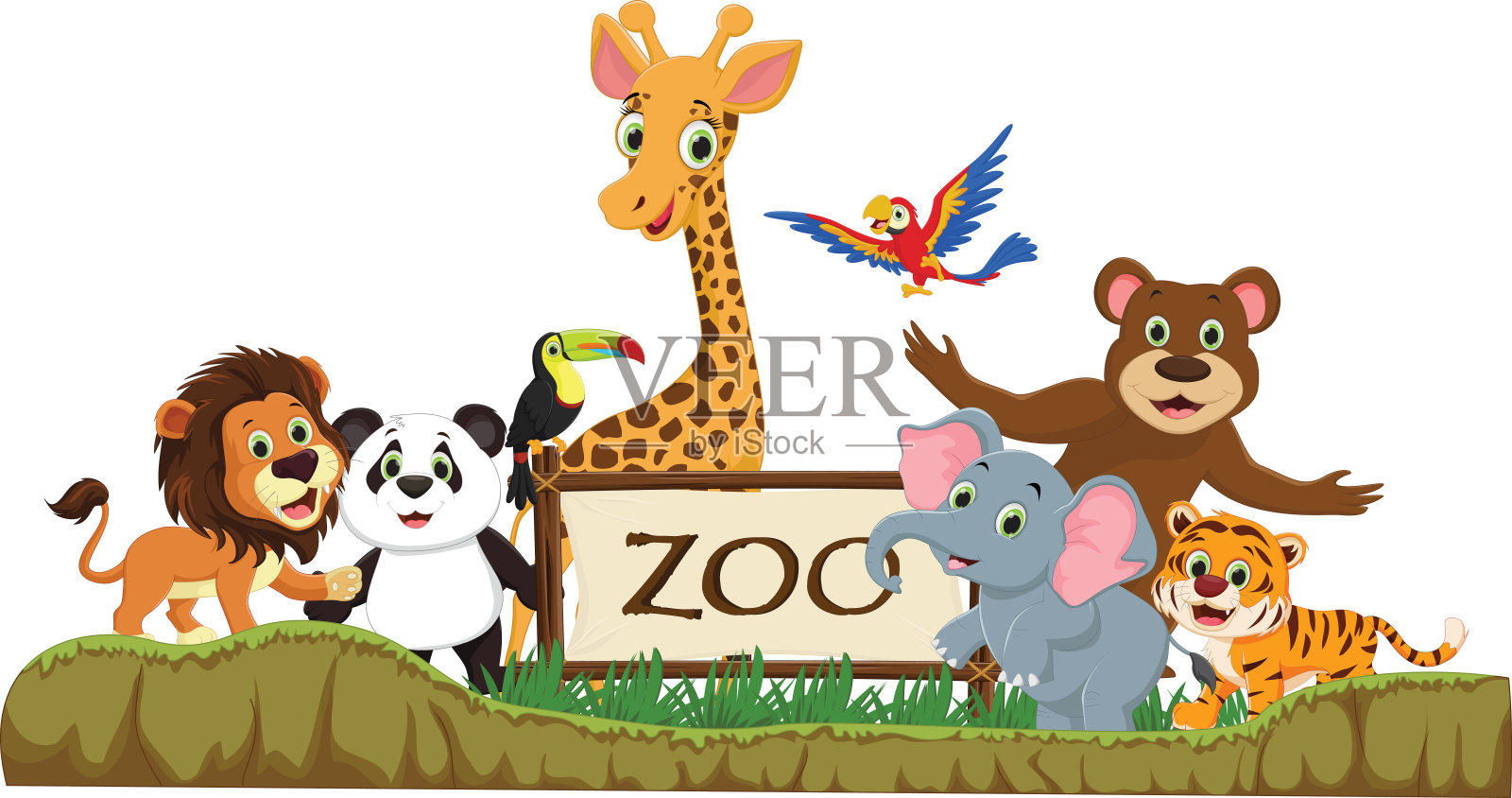 插图有趣的动物园动物卡通插画图片素材