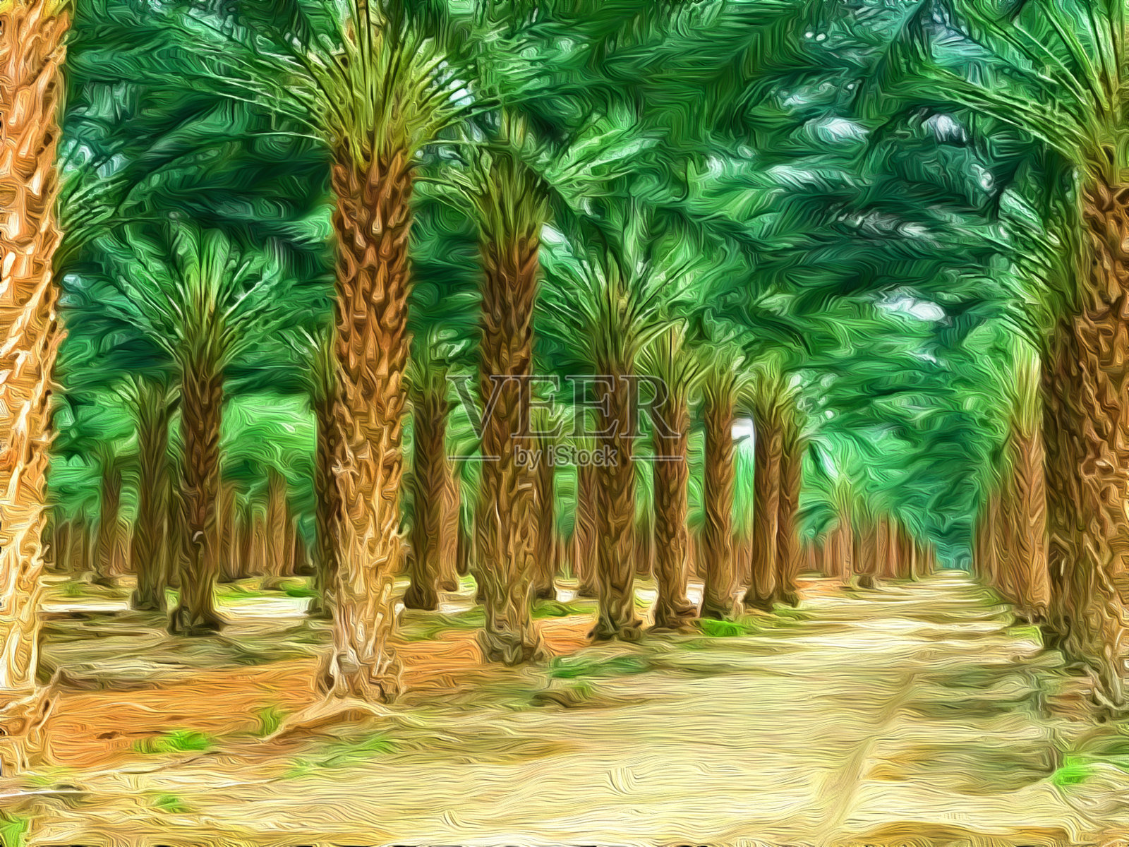 棕榈林艺术插画图片素材