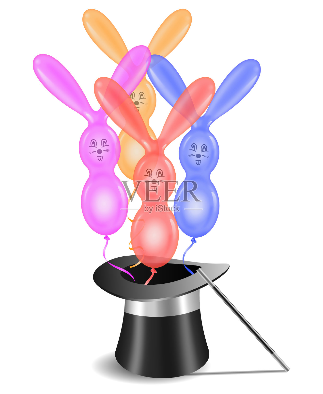 兔气球在魔术帽插画图片素材