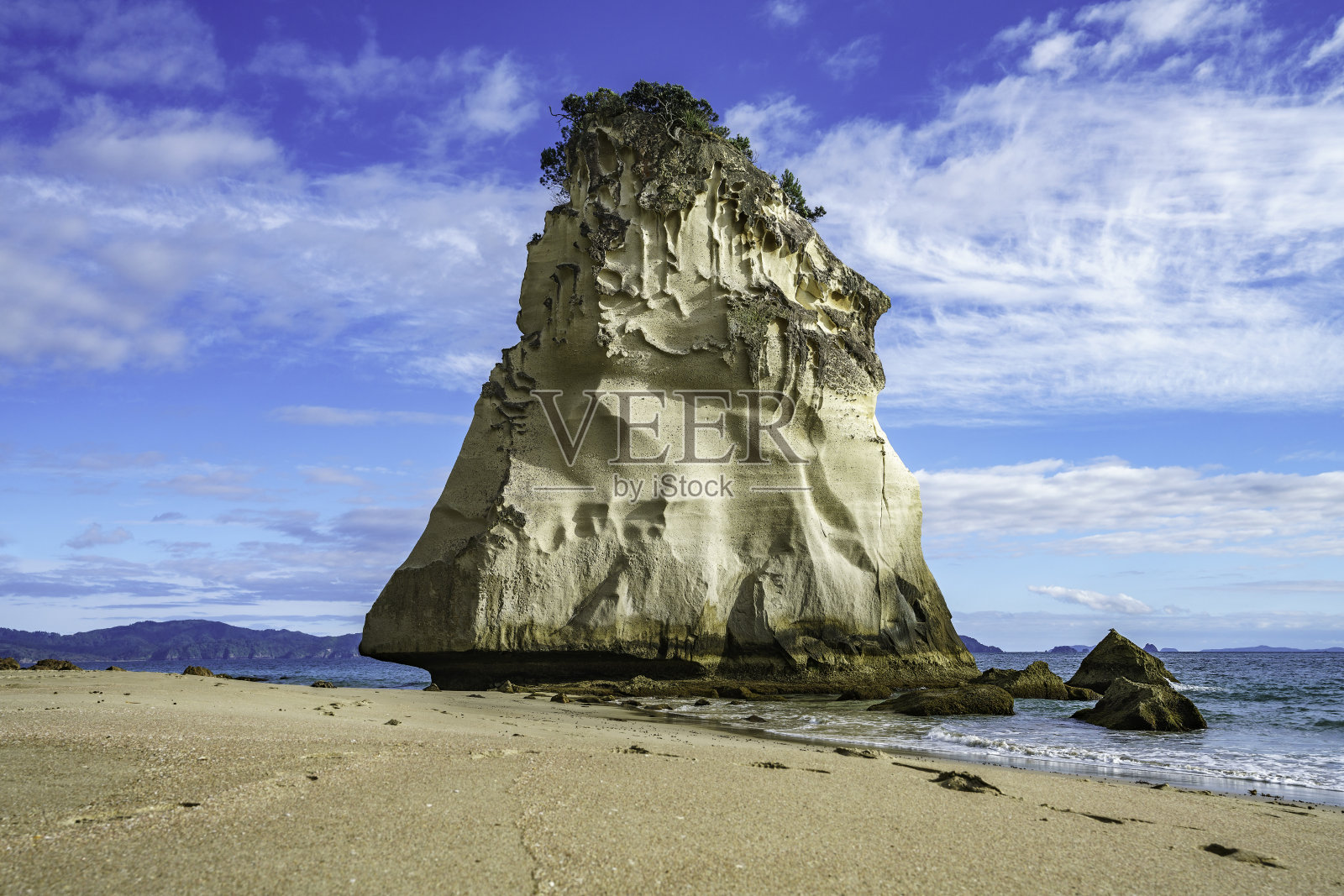 砂岩岩石巨石，大教堂湾，科罗曼德尔，新西兰31照片摄影图片