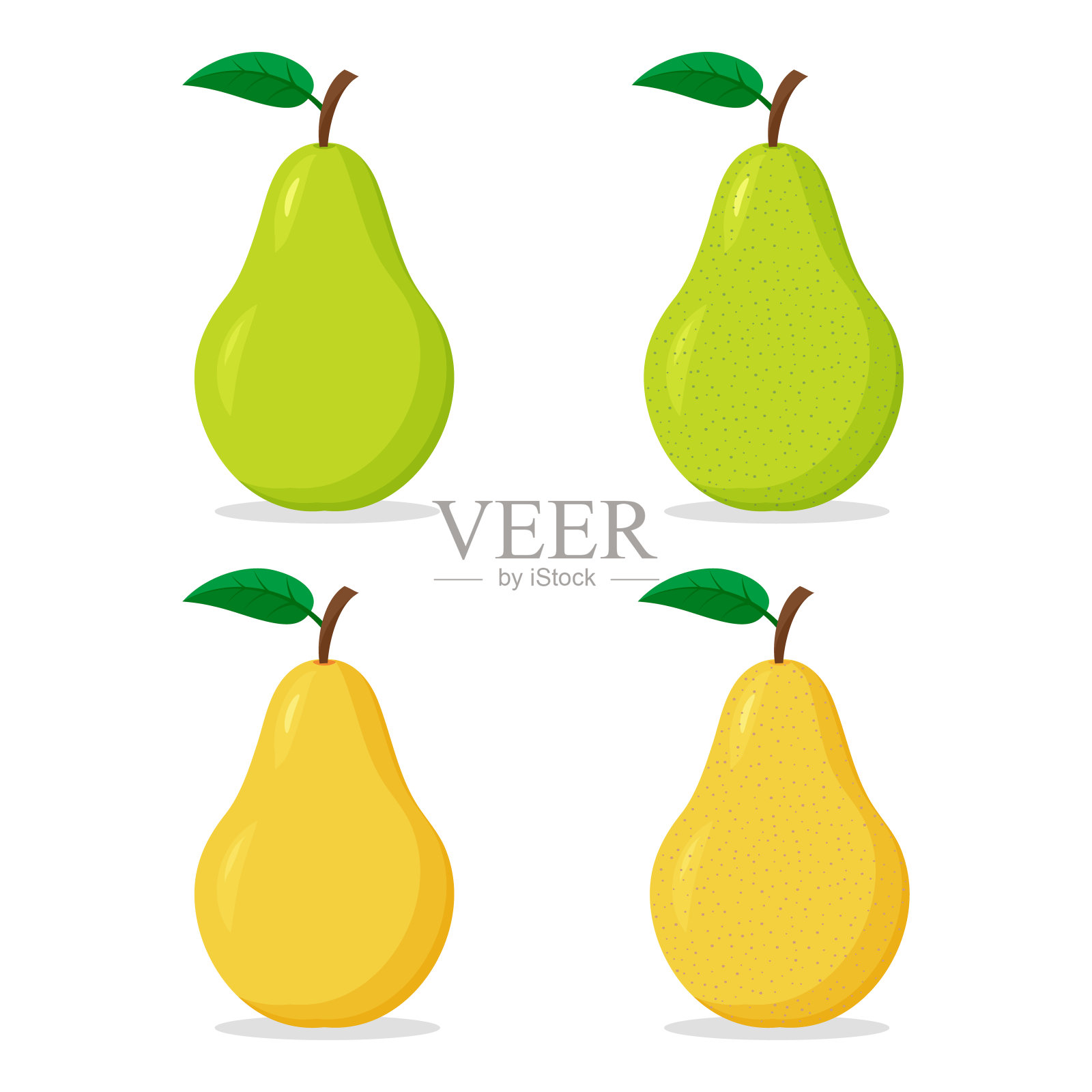 一组绿色和黄色的梨的彩色图标设计元素图片