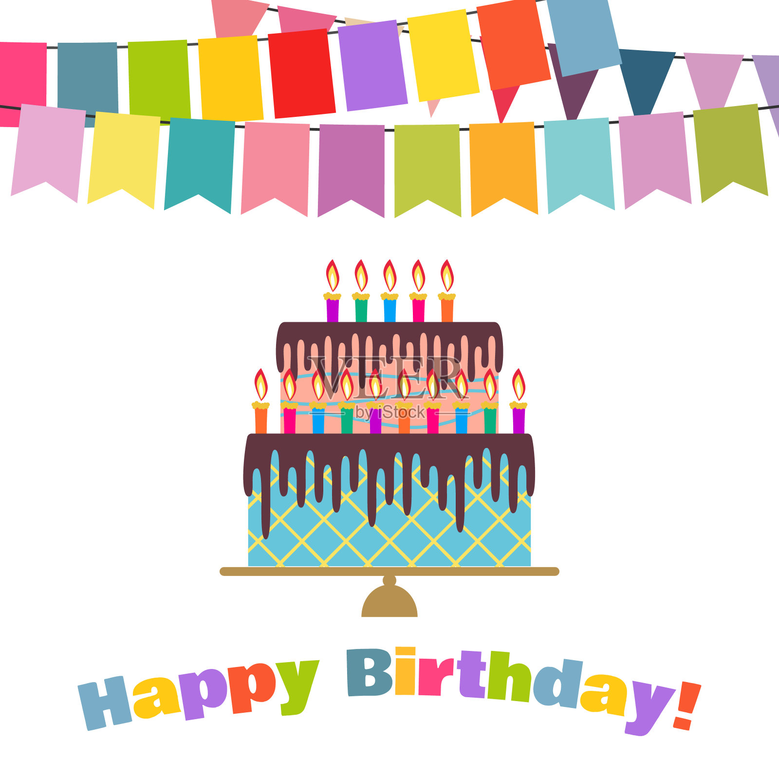 生日庆祝的甜蜜蛋糕贺卡插画图片素材
