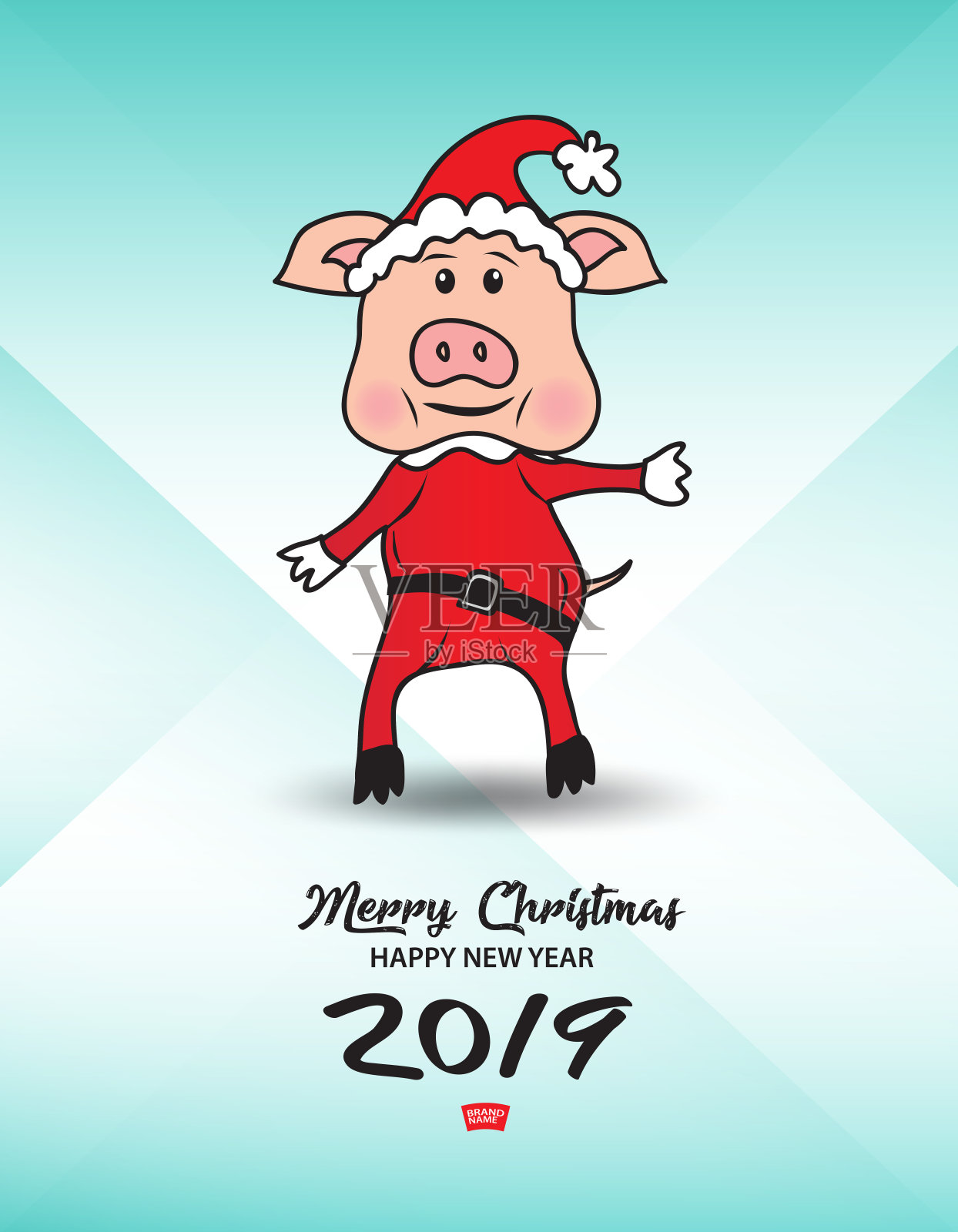 动物猪卡通圣诞风格主题元素，2019新年，圣诞贺卡，海报，横幅，广告，印刷媒体，封面设计，宣传册传单插画图片素材