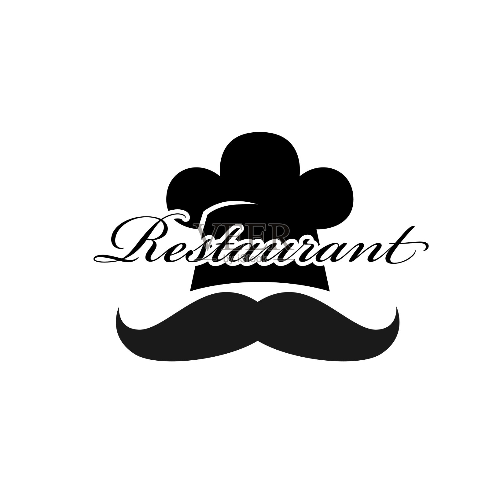 餐厅标志厨师帽子胡子背景矢量图像插画图片素材