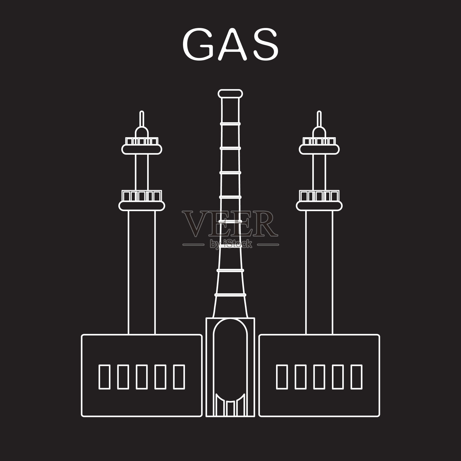 天然气加工厂。工业的主题。插画图片素材