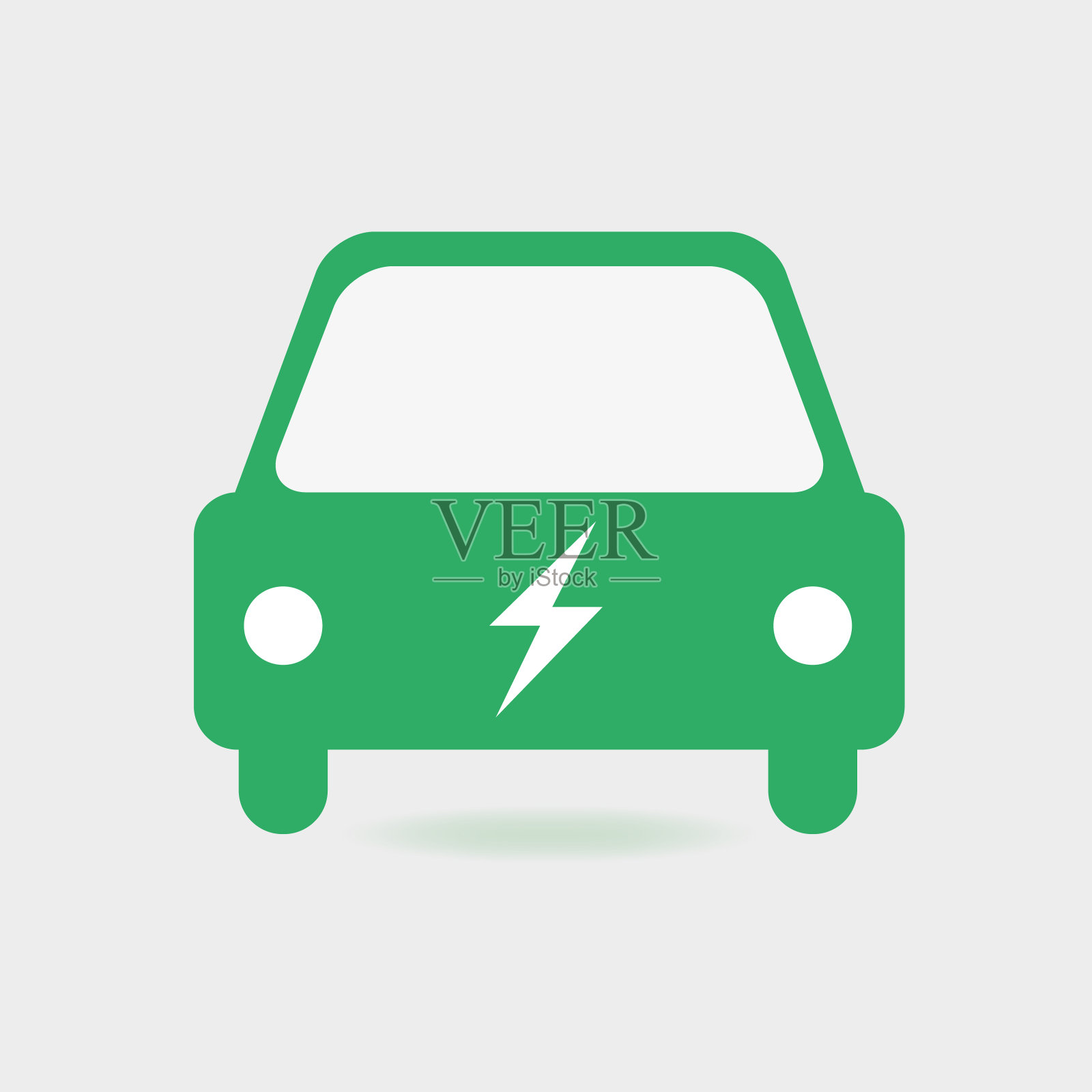 电动汽车矢量图标在绿色与闪光标志插画图片素材