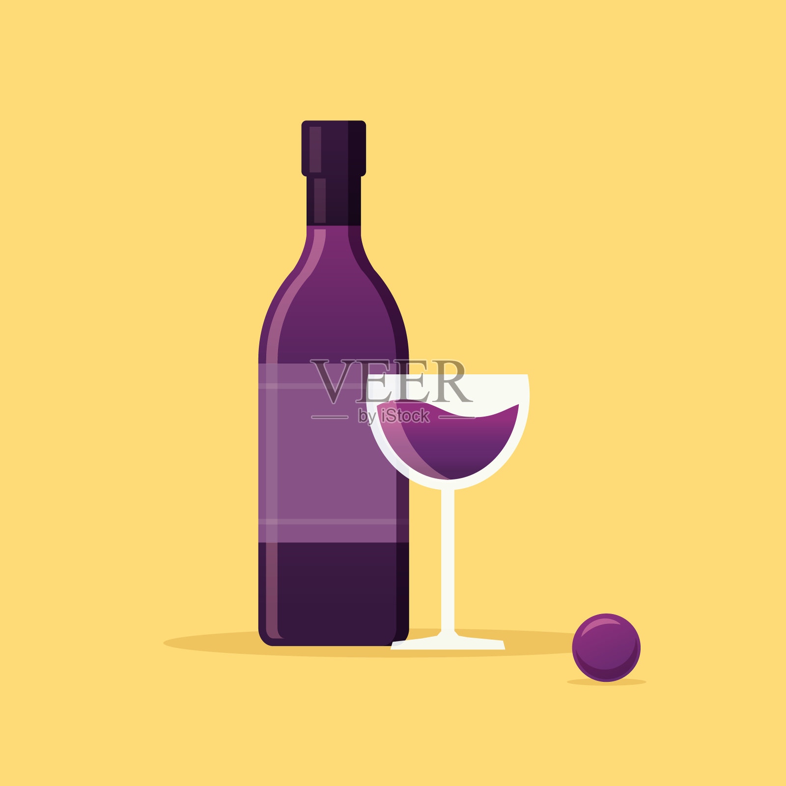 葡萄酒瓶和酒杯设计元素图片
