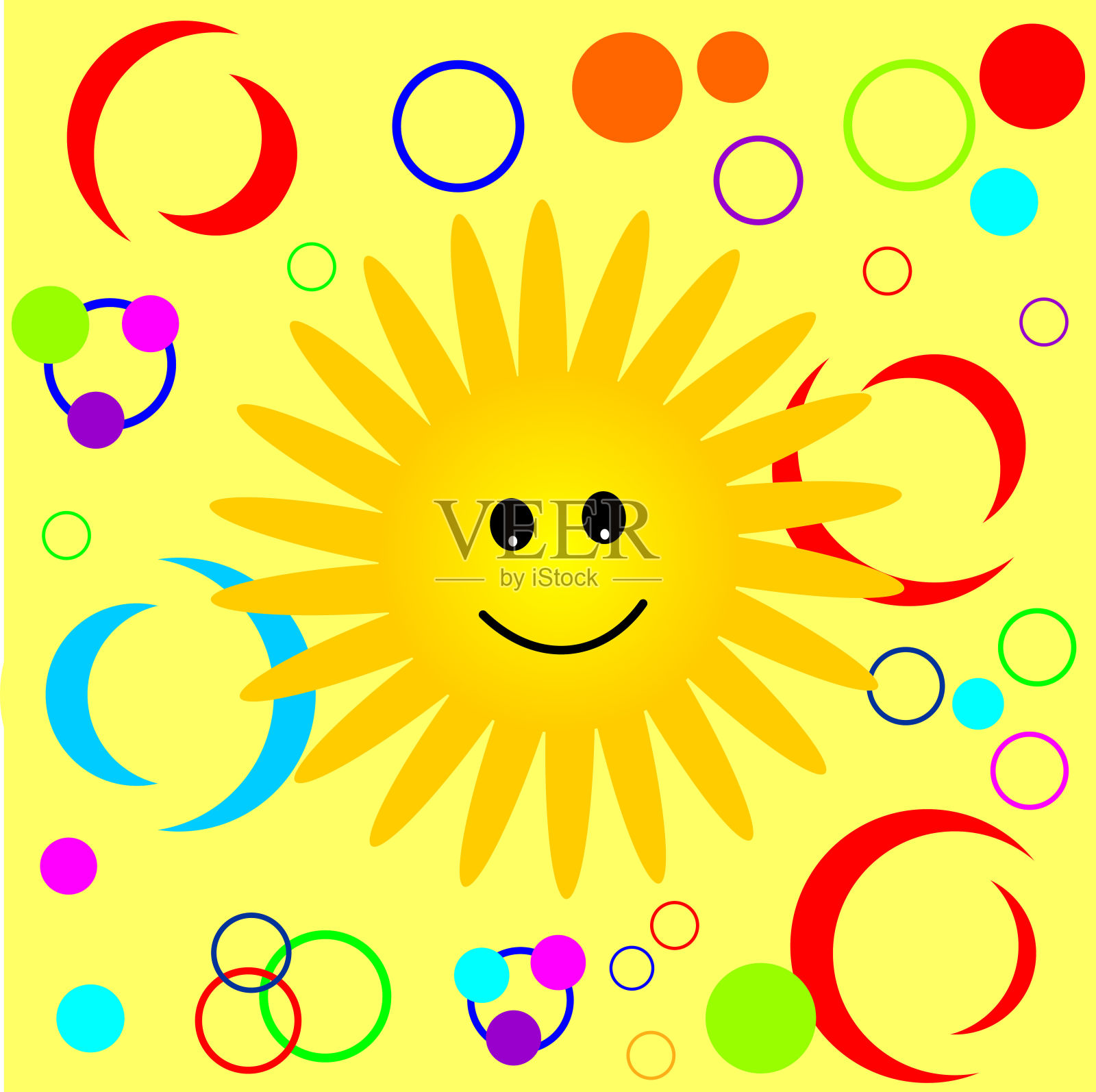 快乐微笑太阳图案。设计元素图片