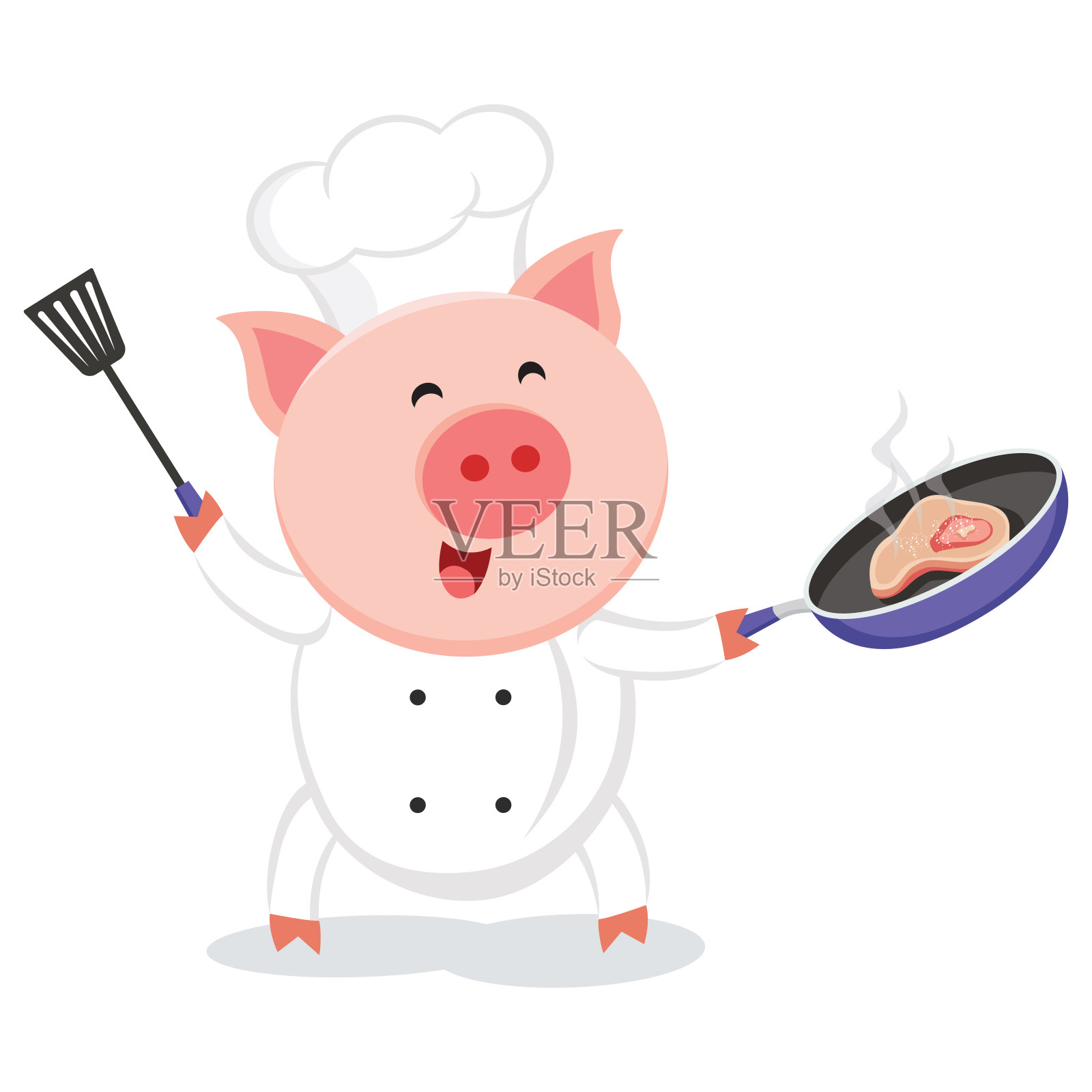 可爱的猪厨师插画图片素材