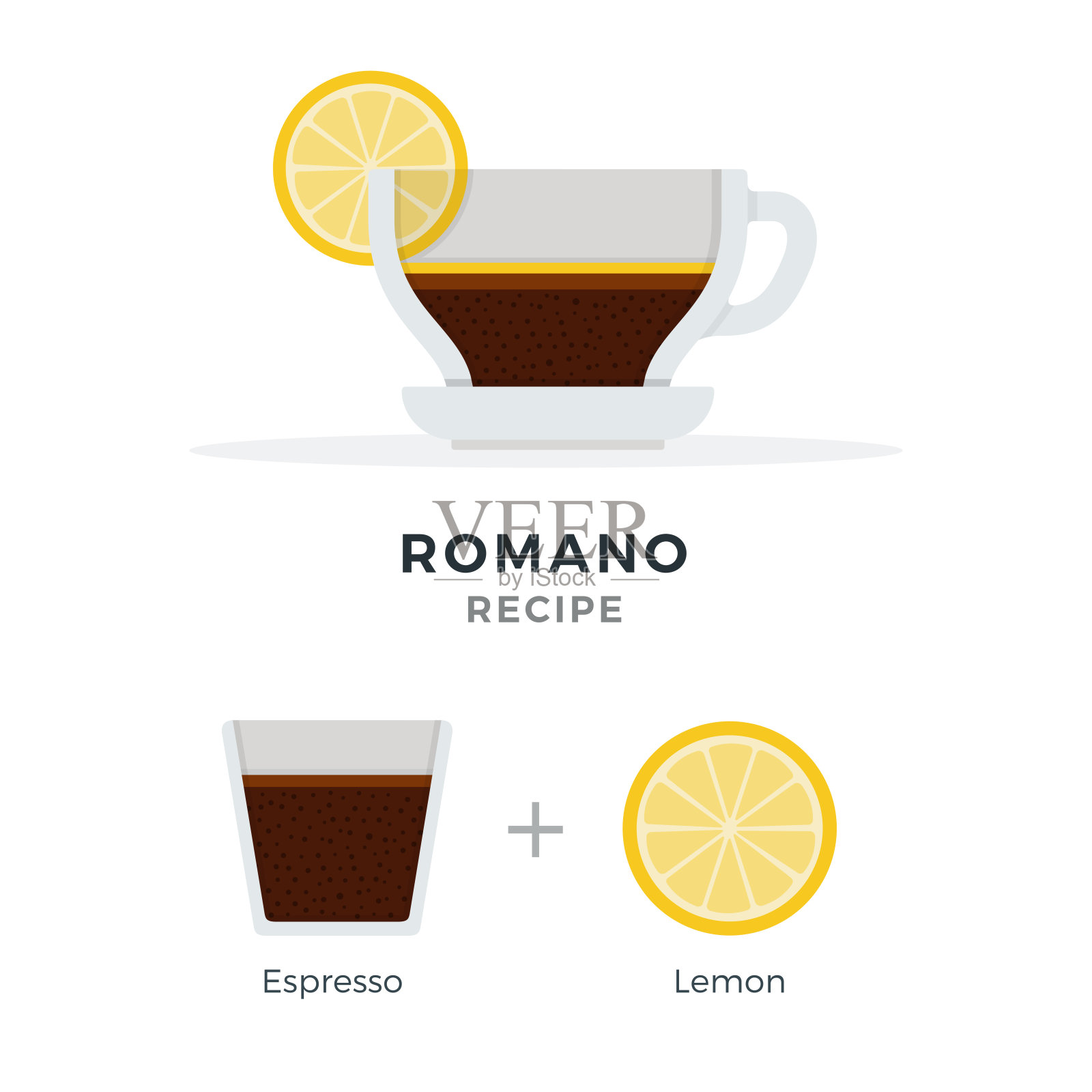 罗马诺咖啡配方矢量平面隔离插画图片素材