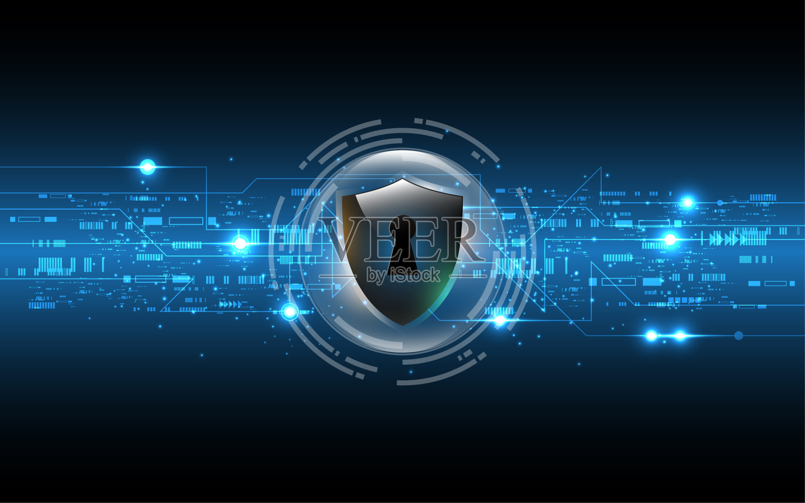 三维受保护的守卫盾牌安全概念安全网络数字抽象技术背景保护系统创新概念矢量插图插画图片素材