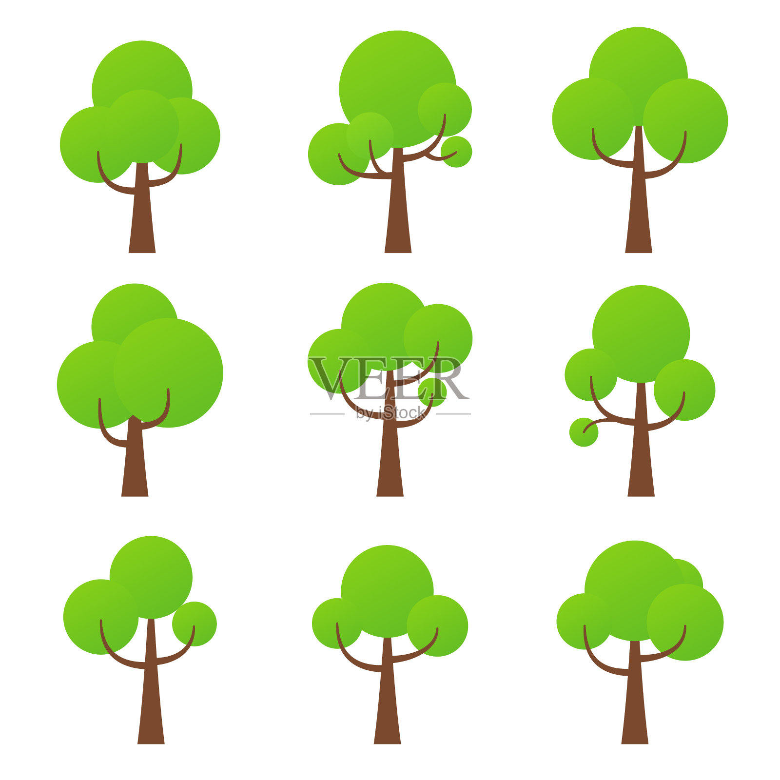 树图标。矢量插图。大自然绿色森林植物。插画图片素材