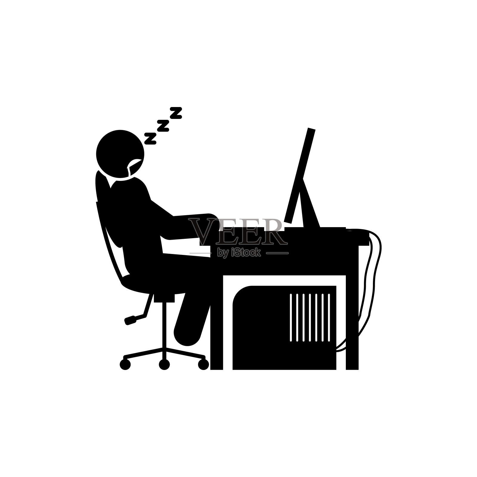 男人睡觉的图标。移动概念和网页应用的玩家图标元素。字形人睡觉图标可以用于网络和手机插画图片素材