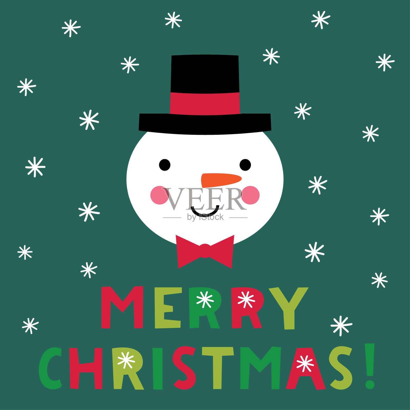 有雪人脸的圣诞卡设计元素图片