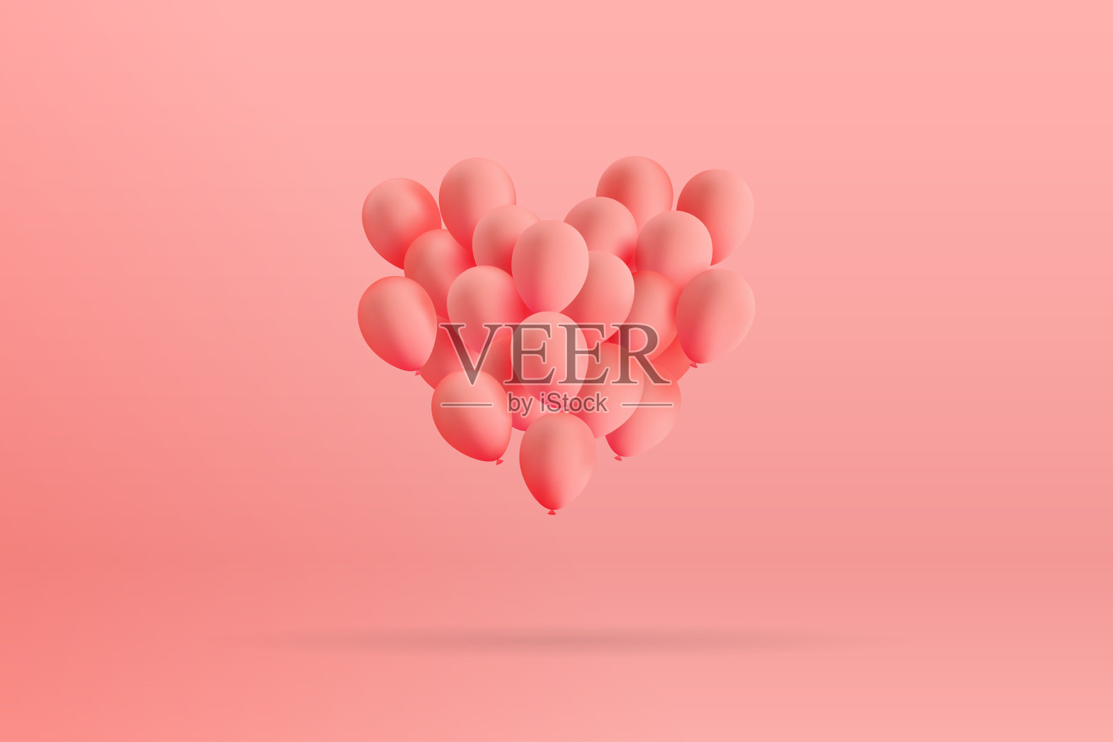 粉红色的背景上漂浮着逼真的氦气球。矢量3D气球情人节，婚礼或促销横幅或海报。粉彩插图。插画图片素材