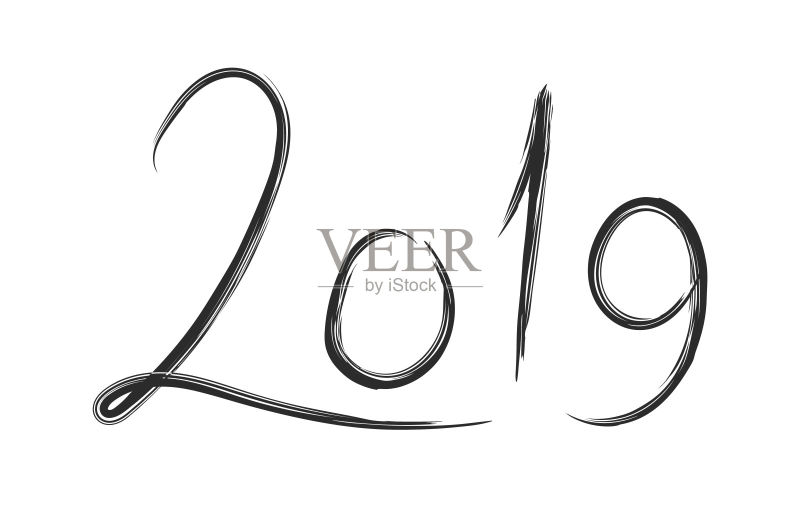 手绘字母2019年新年号码设计元素图片