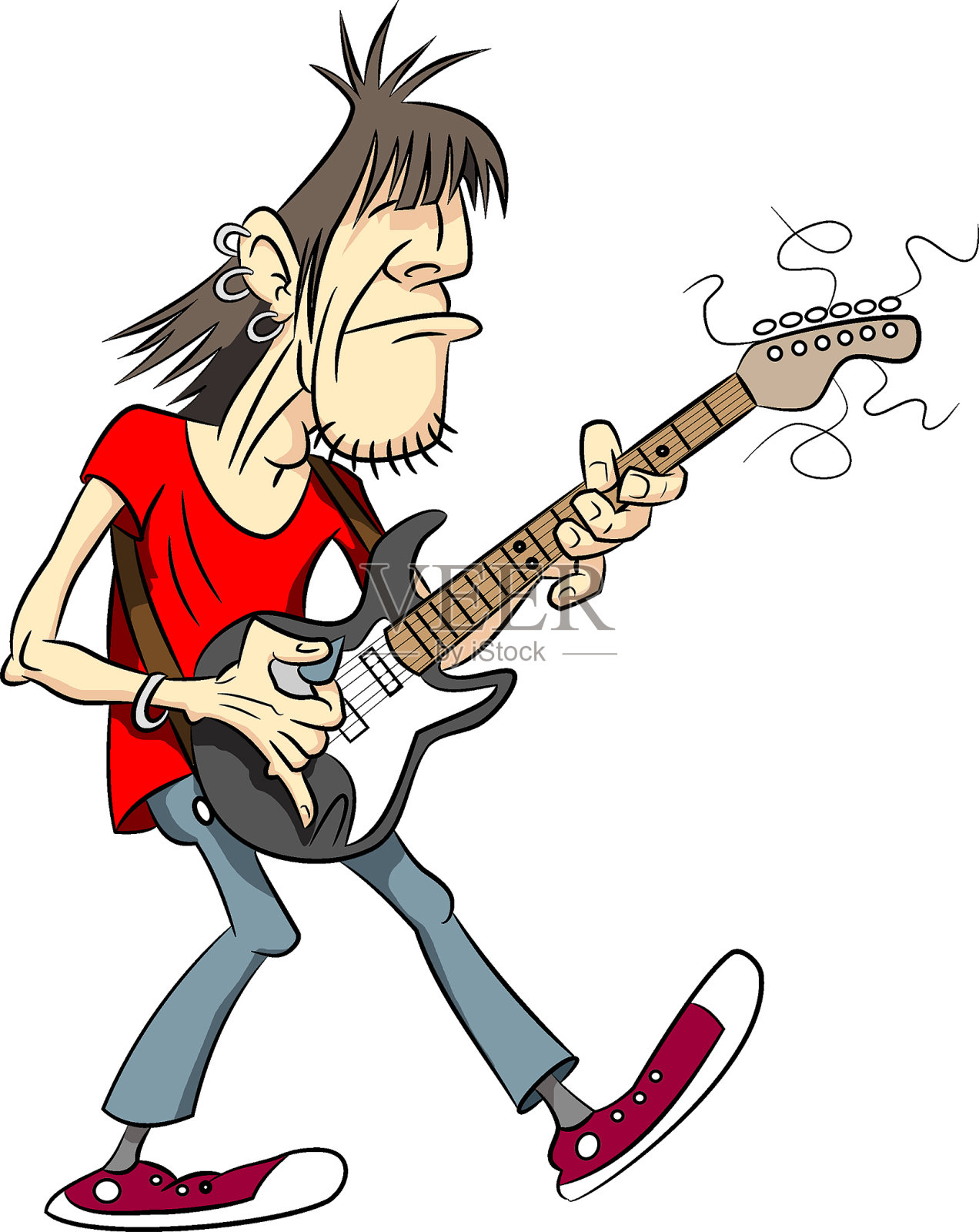 摇滚吉他手插画图片素材