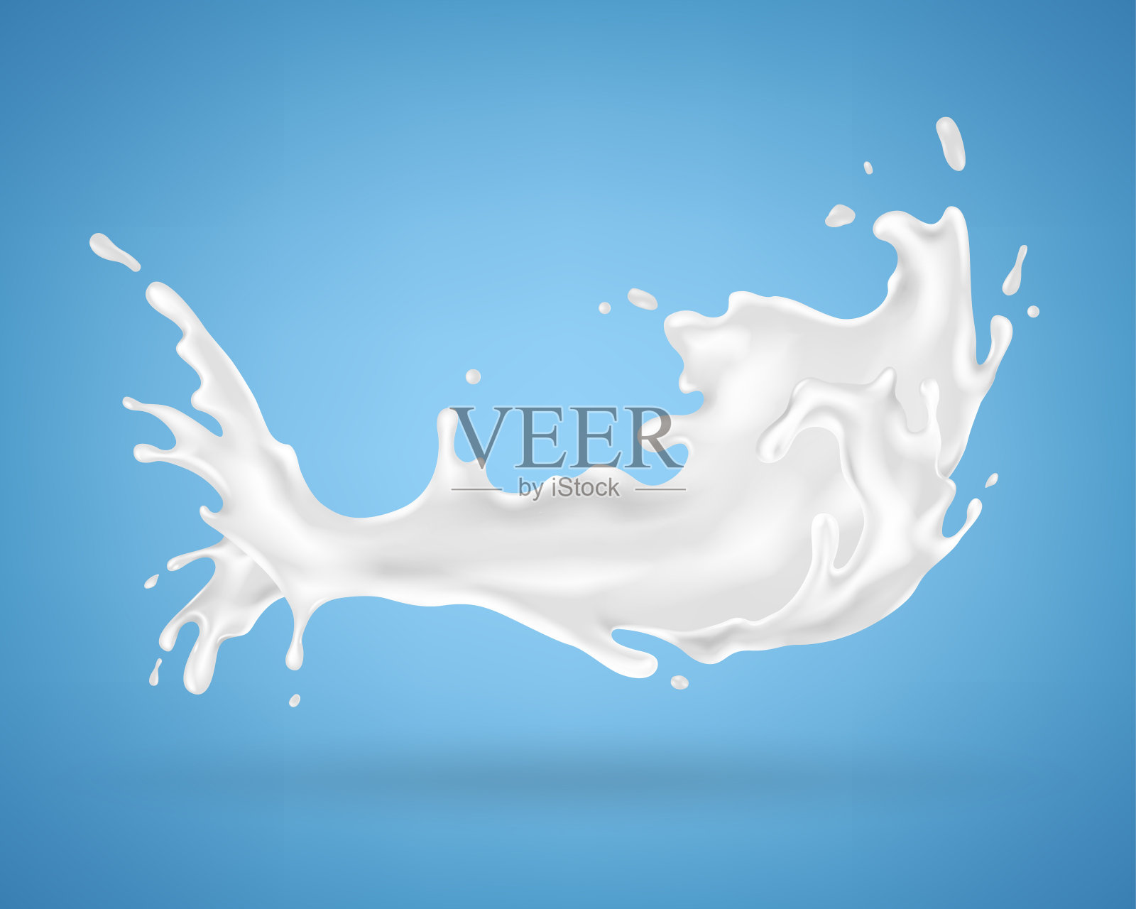 牛奶飞溅孤立的蓝色背景插画图片素材