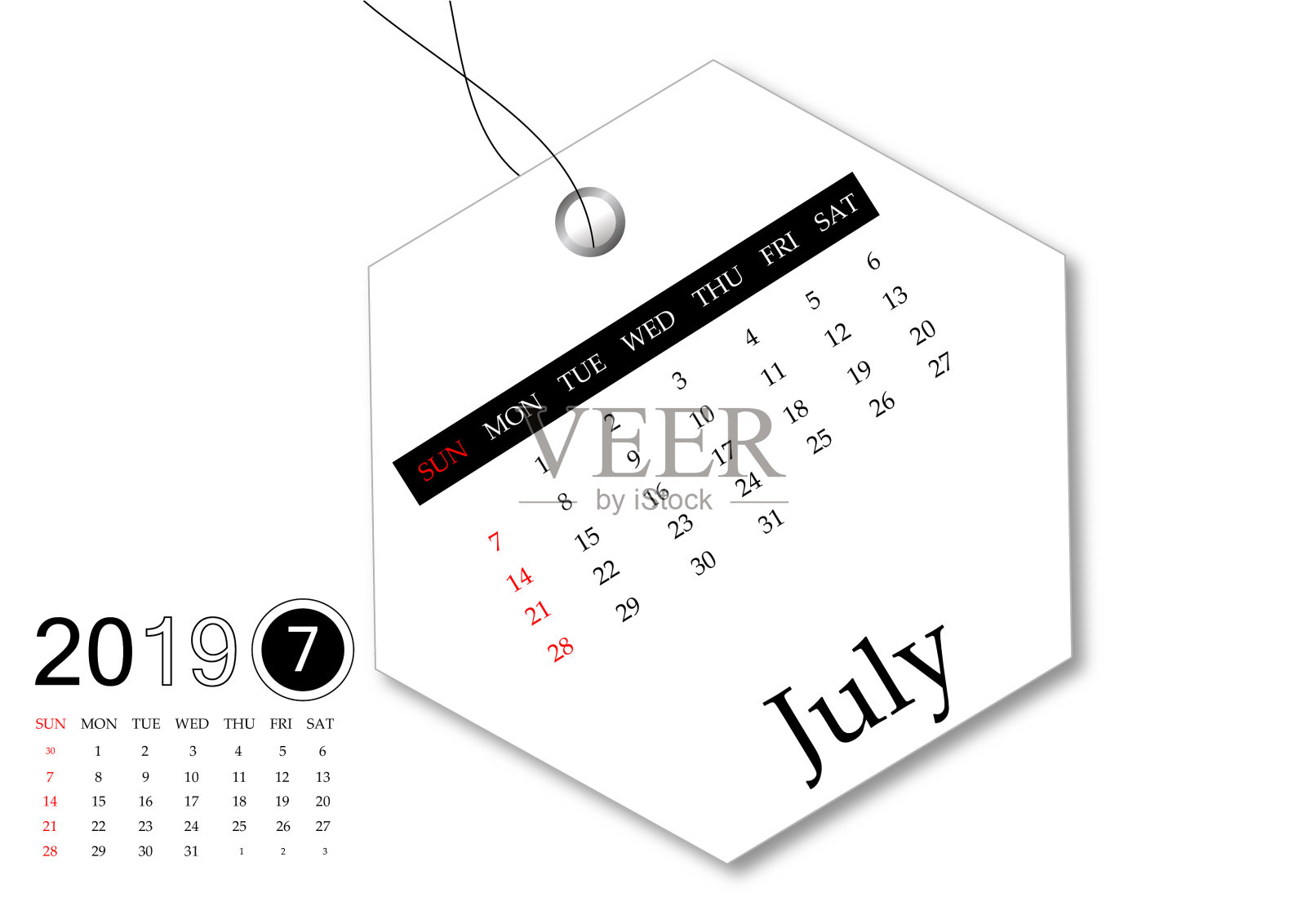 2019年7月-标签设计日历系列照片摄影图片