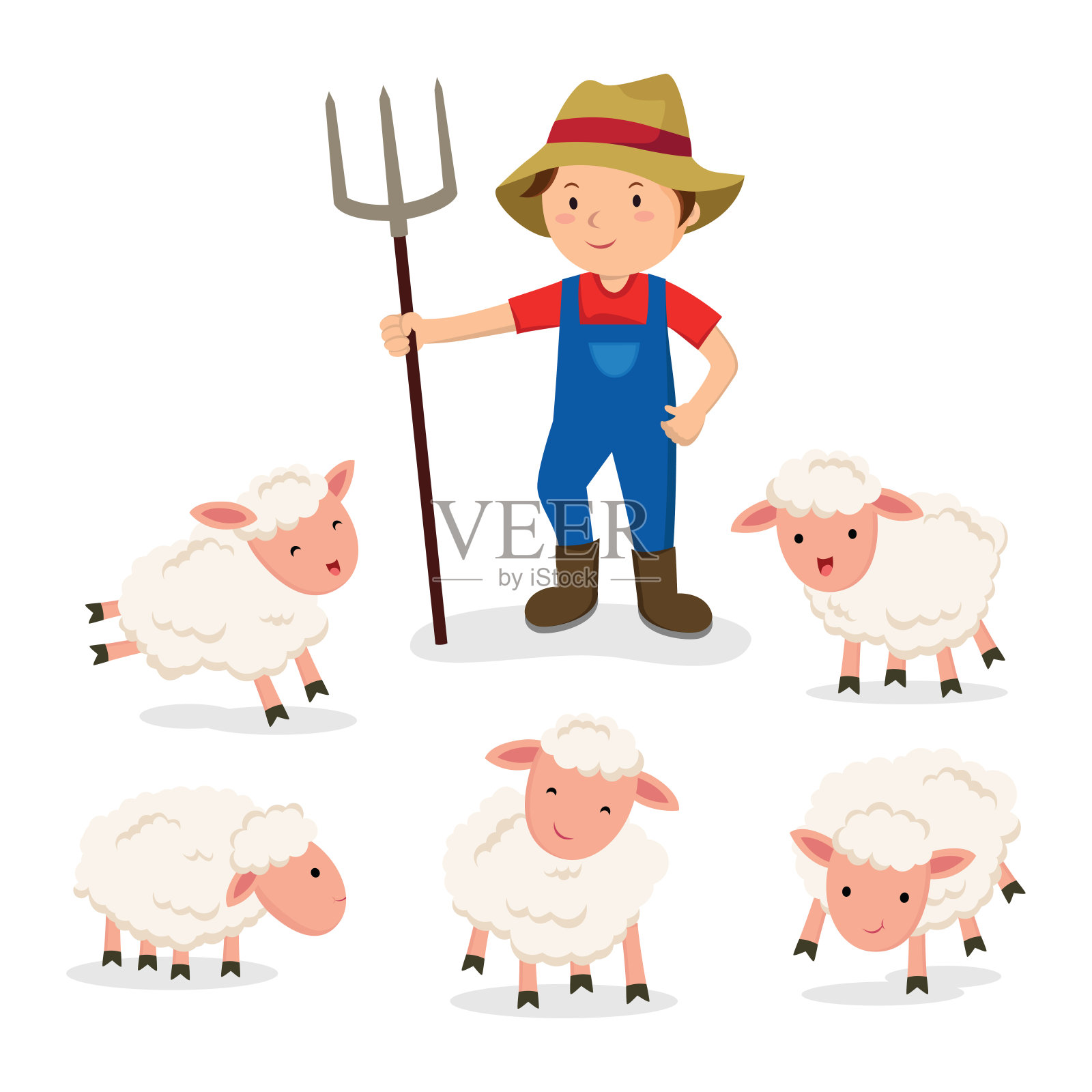 农民和绵羊病媒设计元素图片