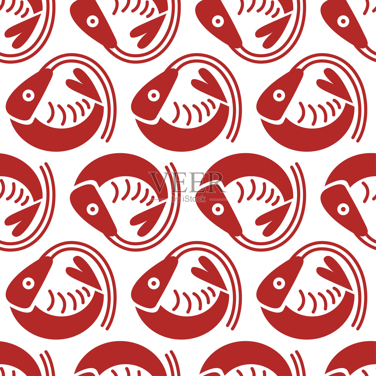 红虾无缝图案插画图片素材