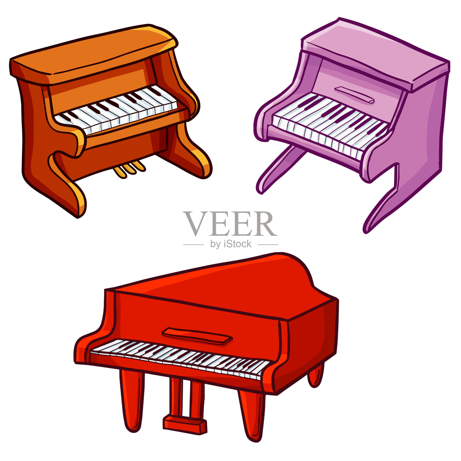 卡通风格的钢琴设计元素图片