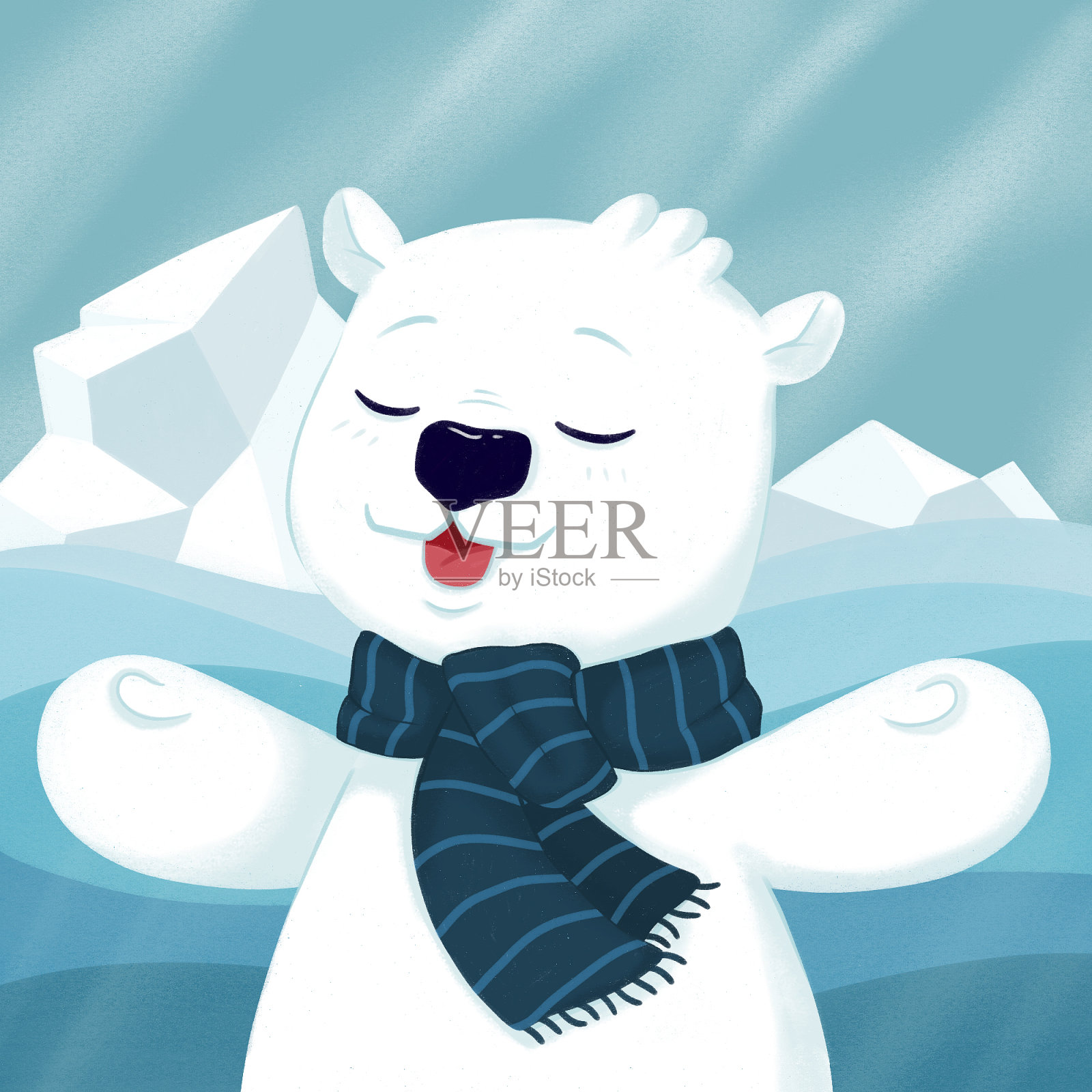 可爱的北极熊在北方。插画图片素材