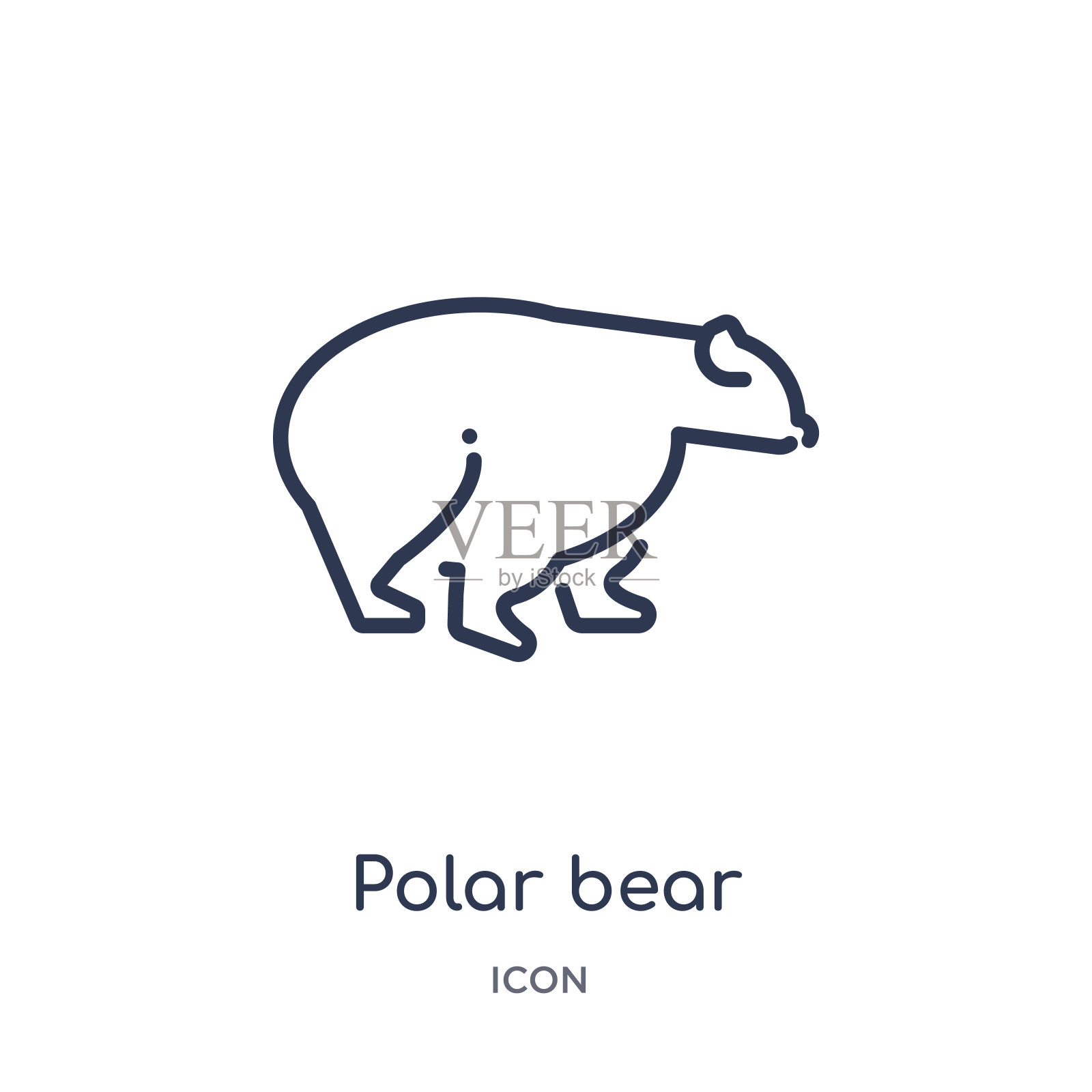 线性北极熊图标从动物轮廓集合。细线北极熊图标孤立在白色的背景。北极熊时尚插画图标素材