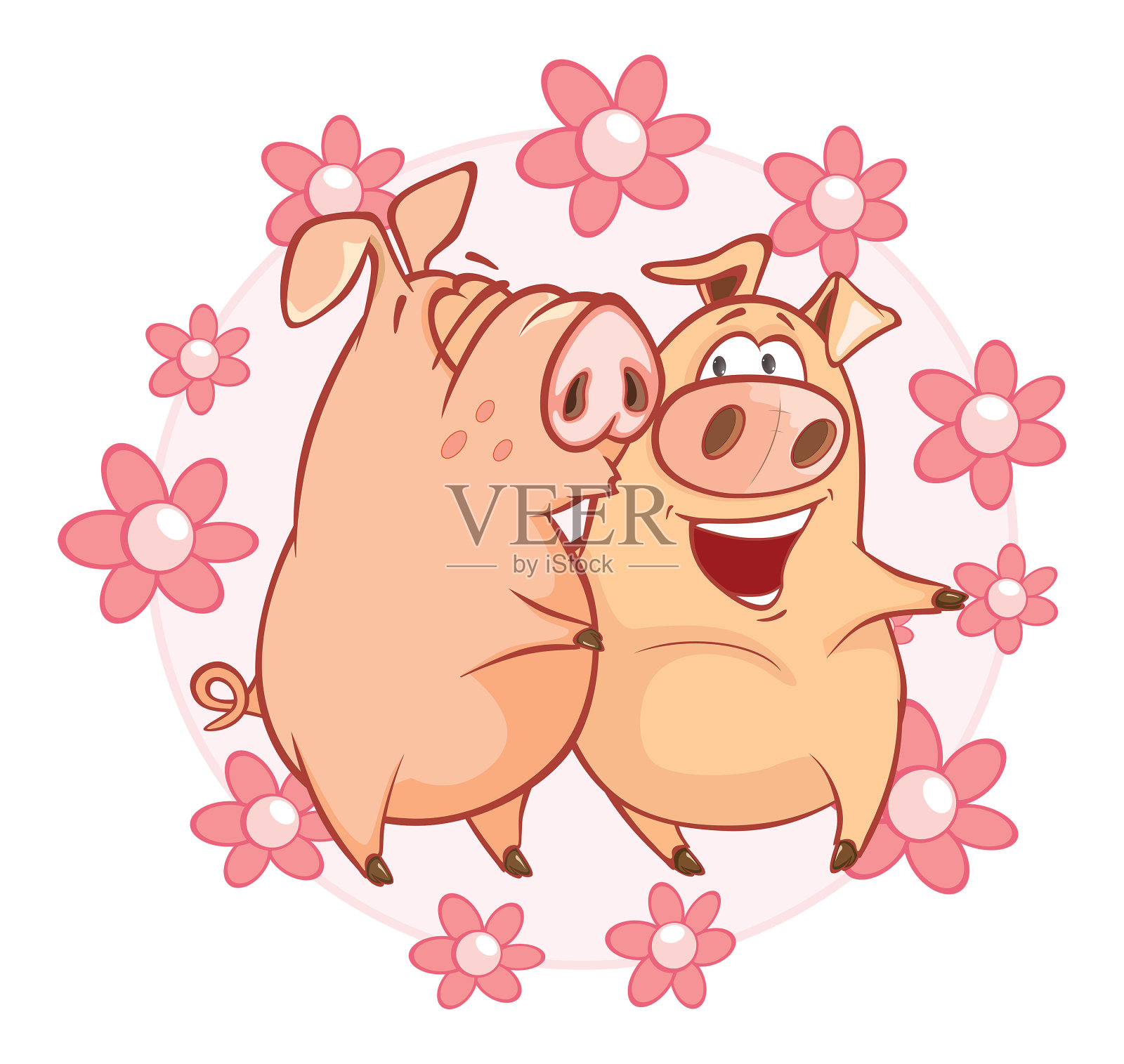 矢量插图的可爱的猪。卡通人物设计元素图片