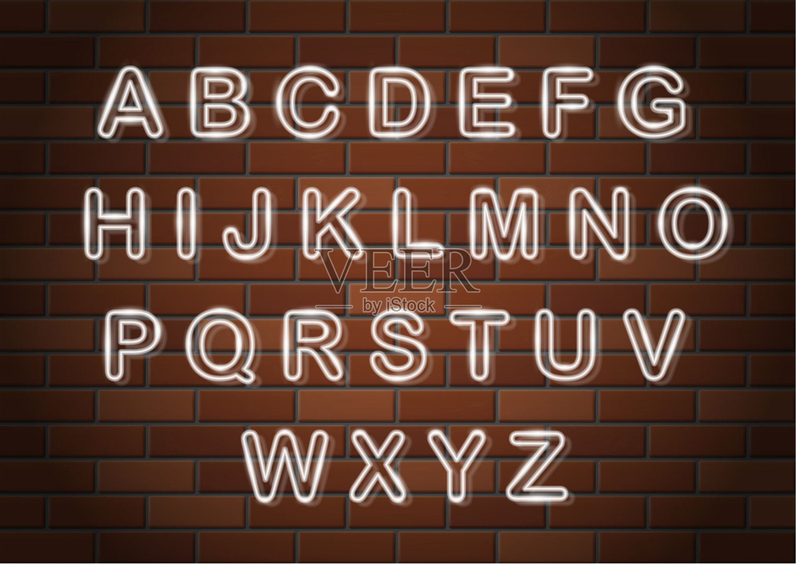 发光氖气字母英文字母矢量插图插画图片素材