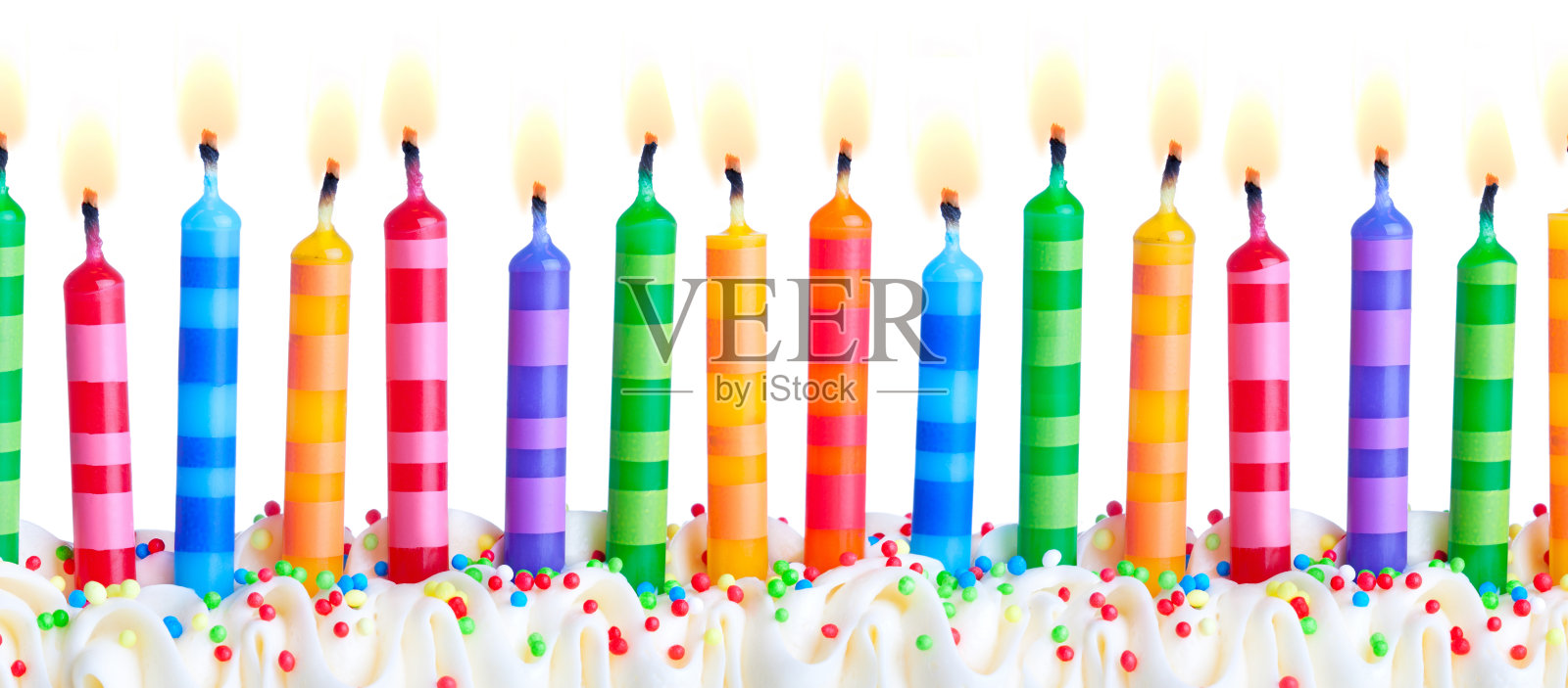 彩色生日蛋糕蜡烛照片摄影图片