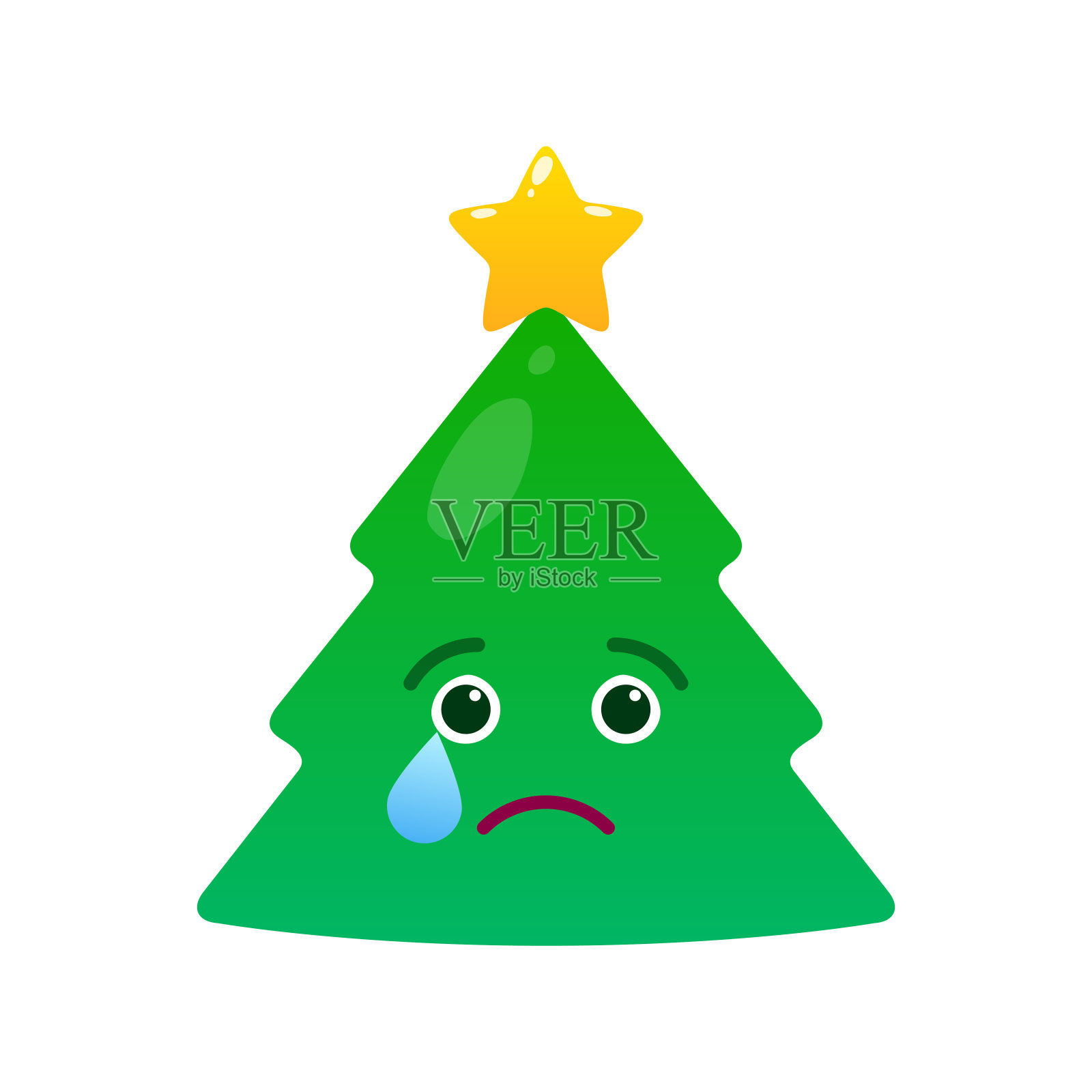 忧郁的圣诞树孤立的表情设计元素图片