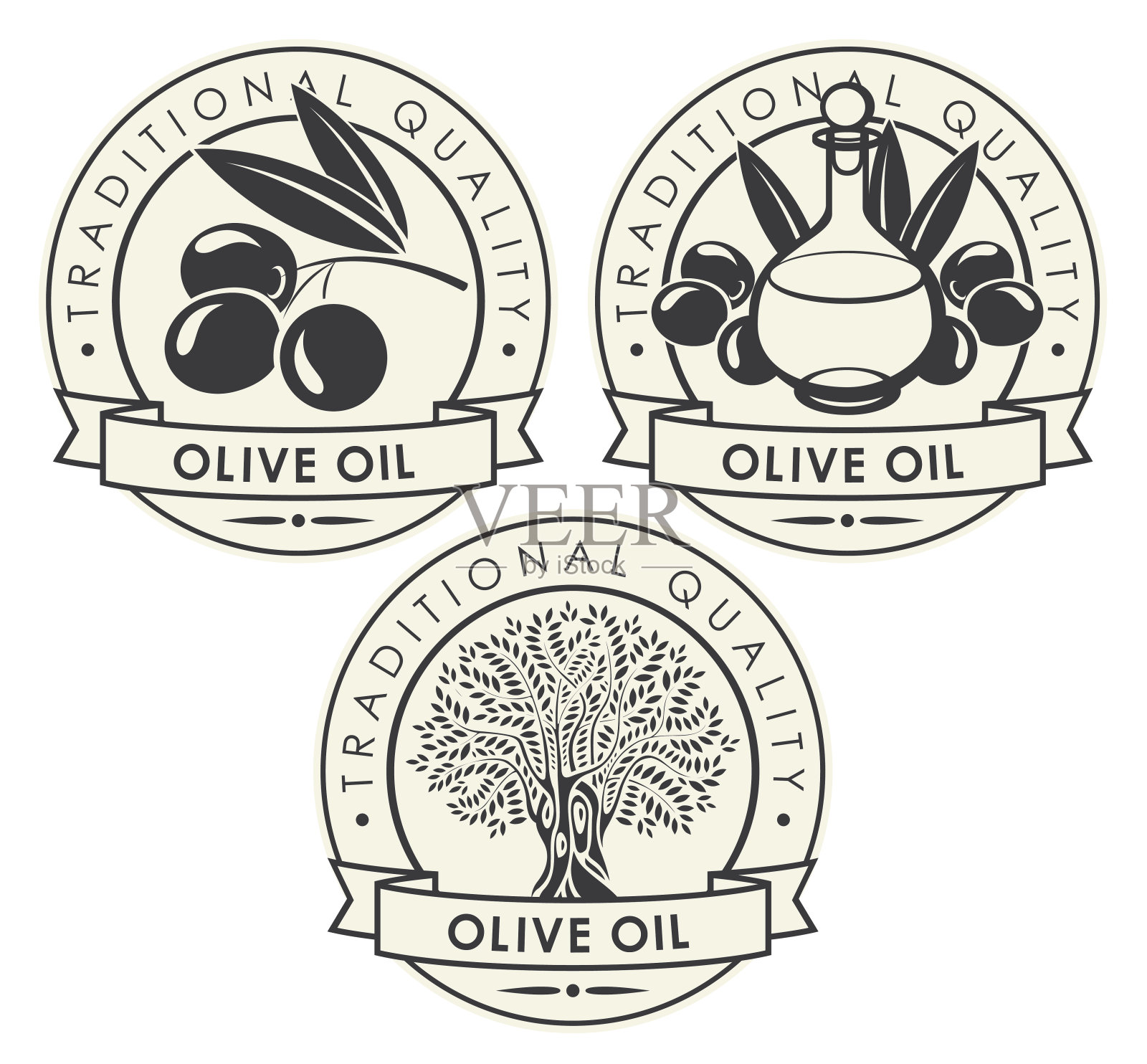 矢量集贴纸或标签的橄榄油插画图片素材