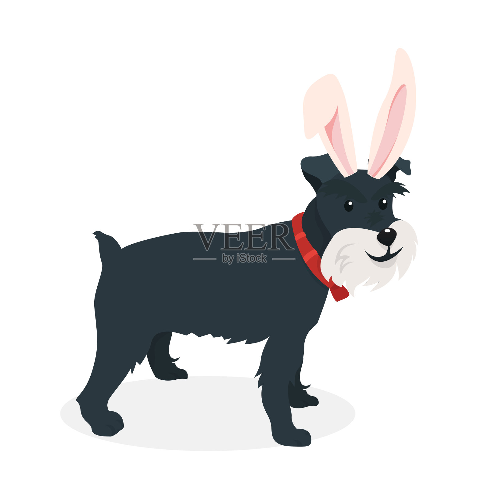 一只长着兔耳朵的狗插画图片素材
