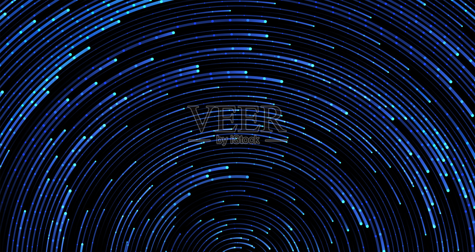 蓝色圆形闪闪发光的背景。抽象的星空或外太空插画图片素材