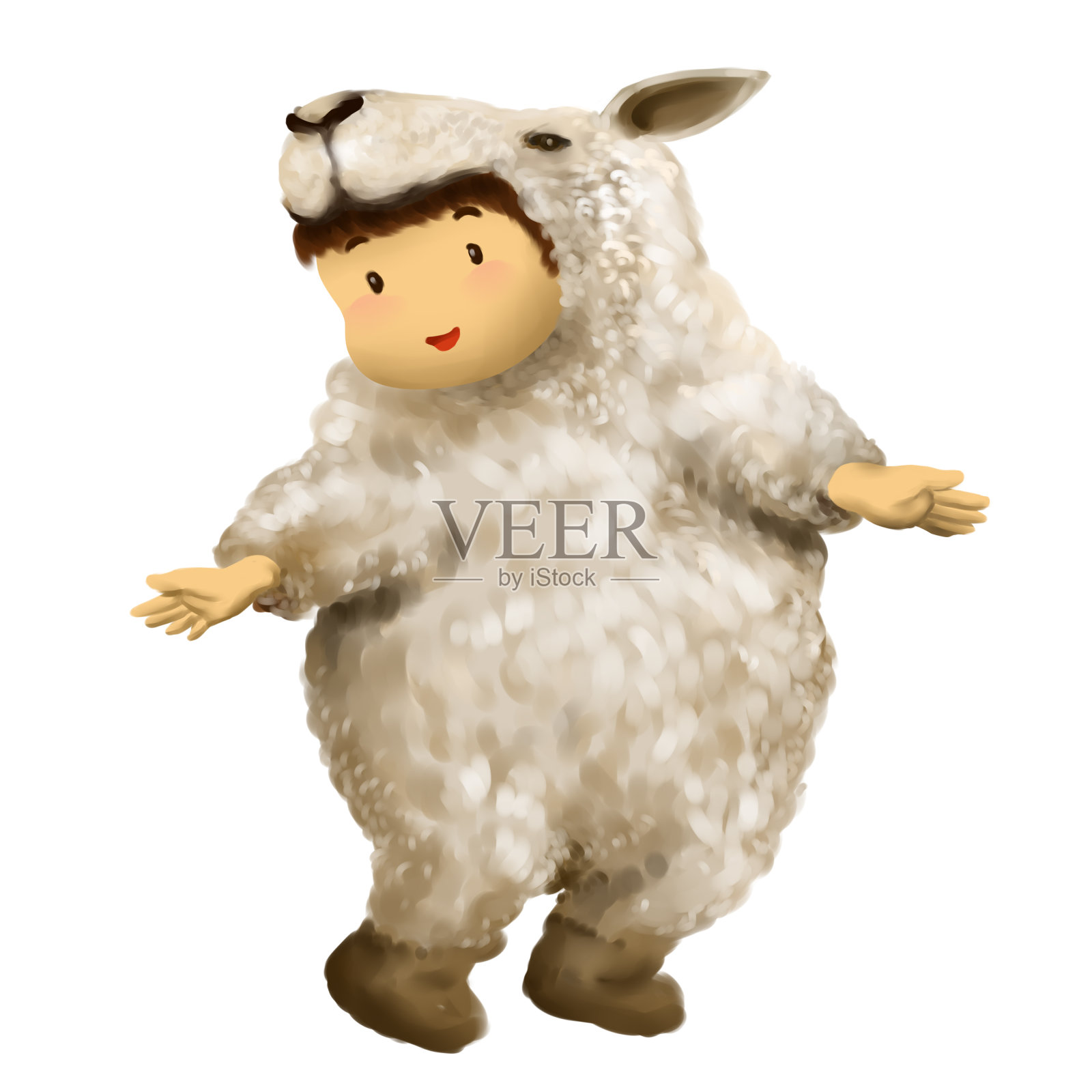穿着羔羊服装的小山羊插画图片素材
