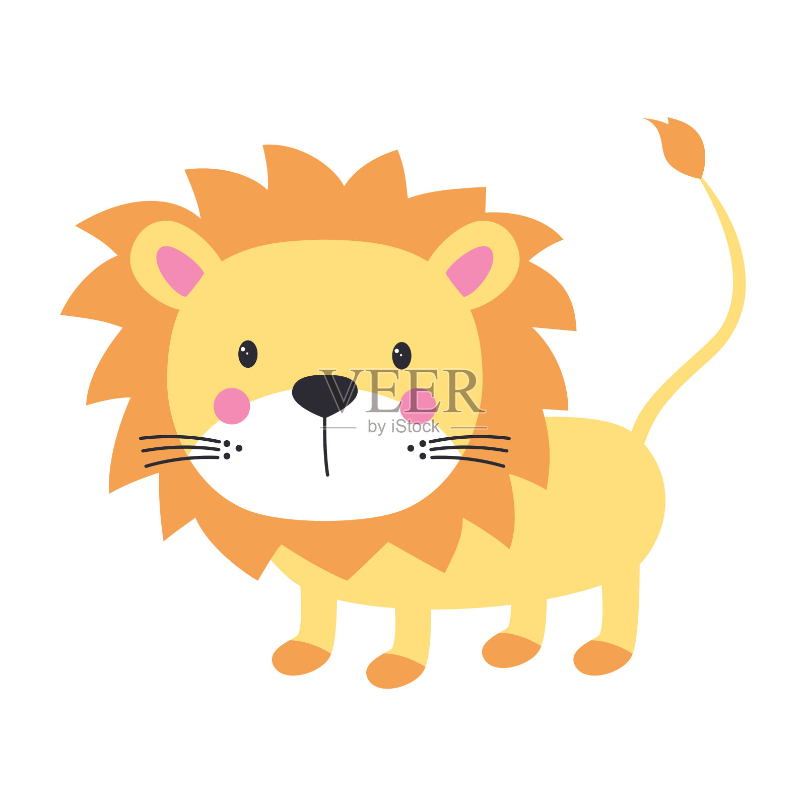 有趣的儿童印刷狮子插画图片素材