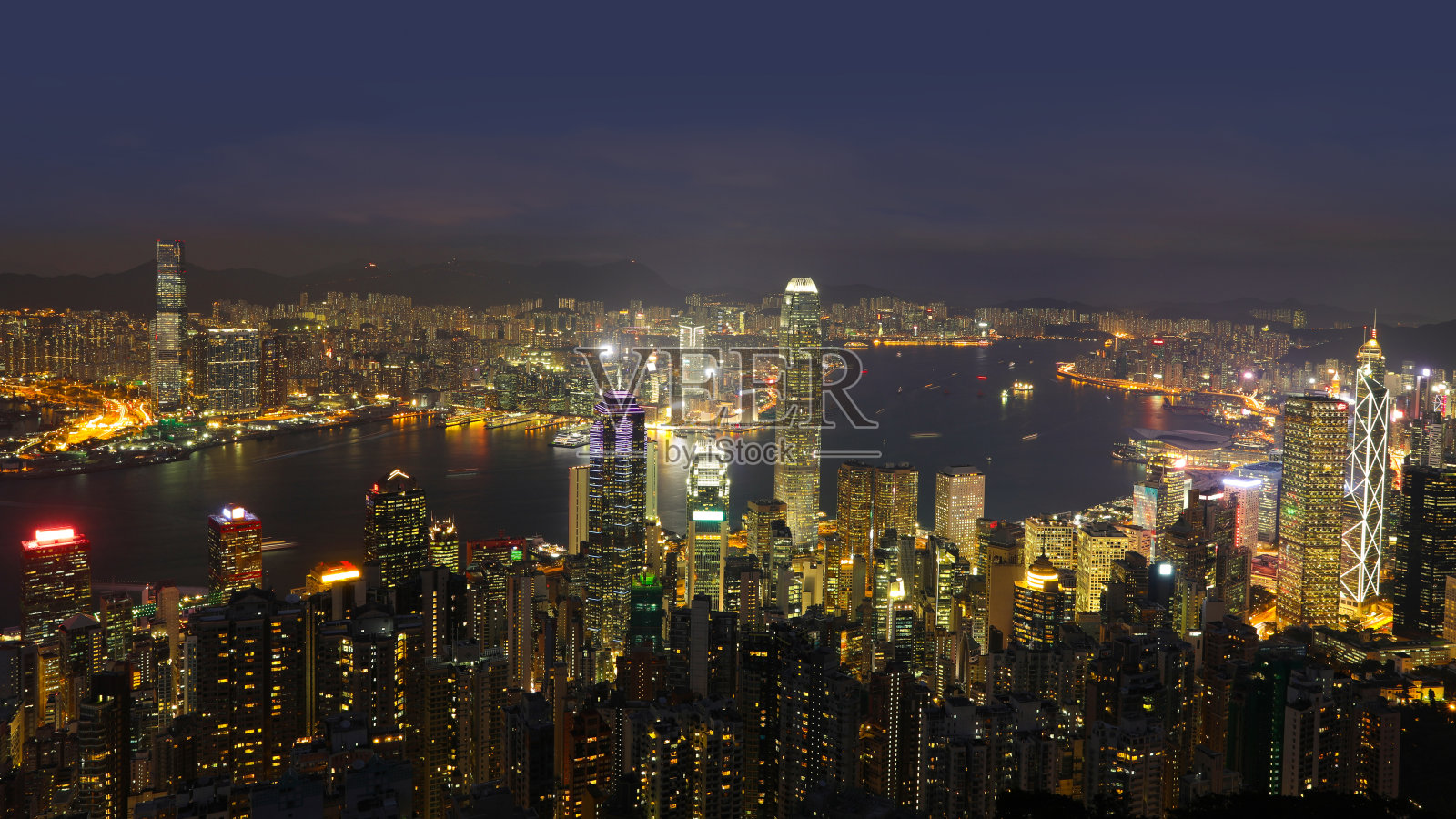香港城市天际线城市夜景照片摄影图片