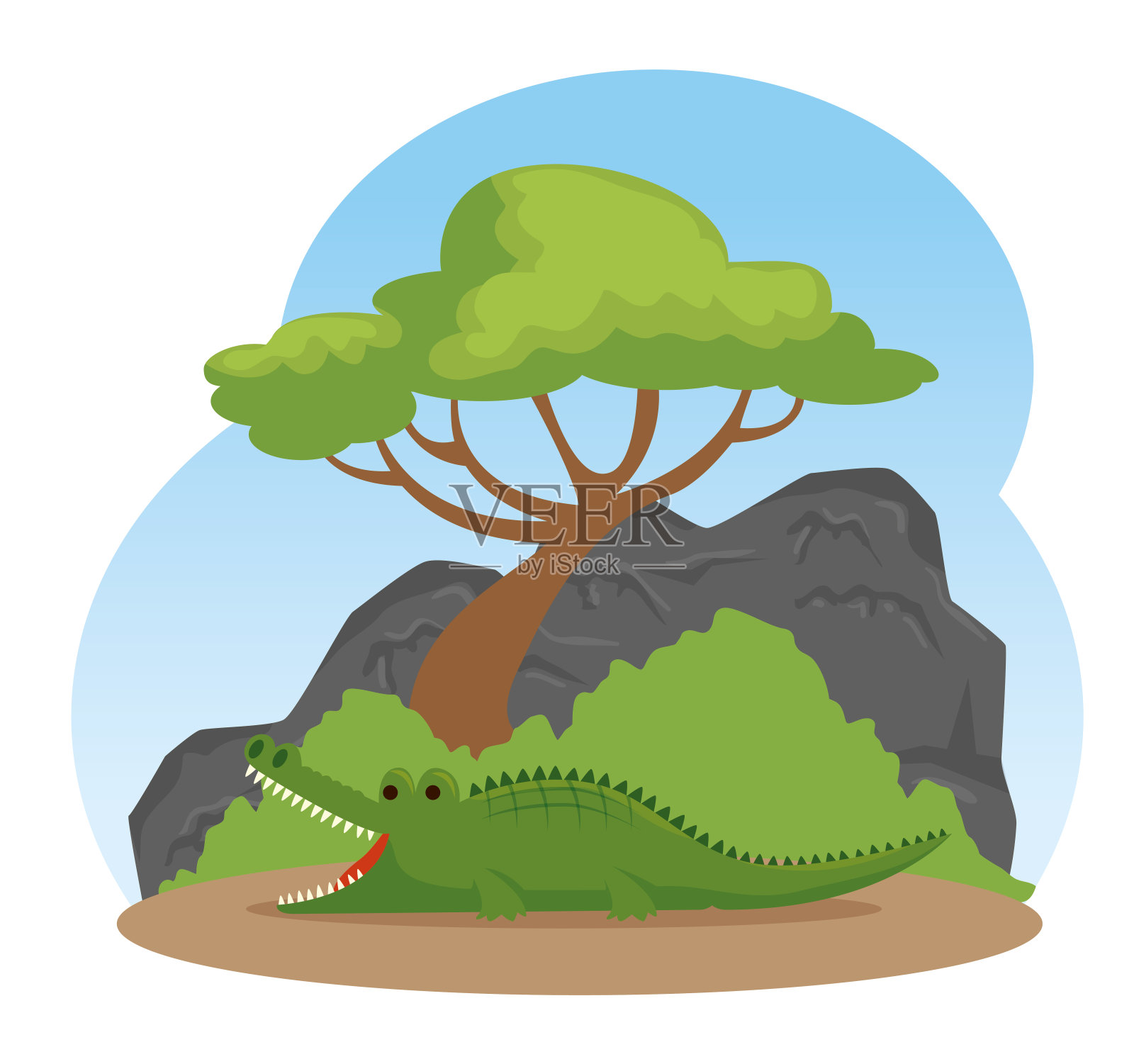 可爱的鳄鱼野生动物保护区插画图片素材