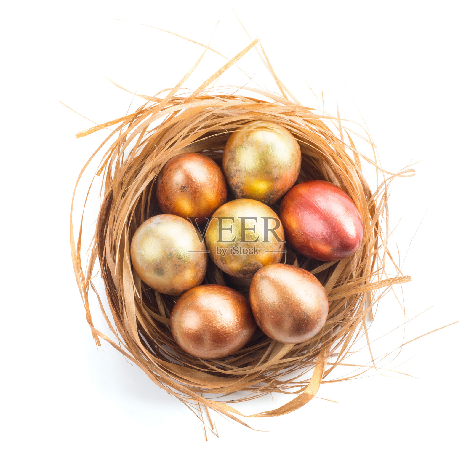 有金蛋的复活节巢照片摄影图片