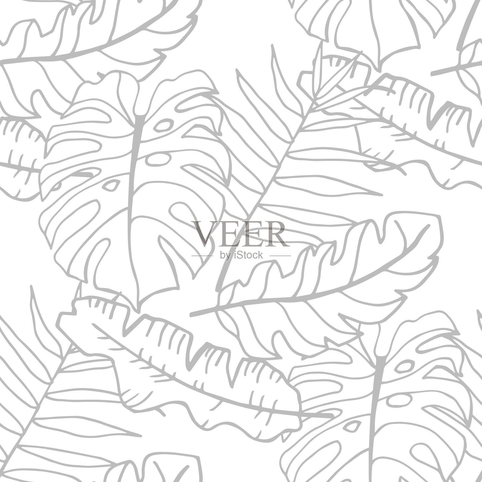 无缝的热带棕榈叶花卉图案插画图片素材