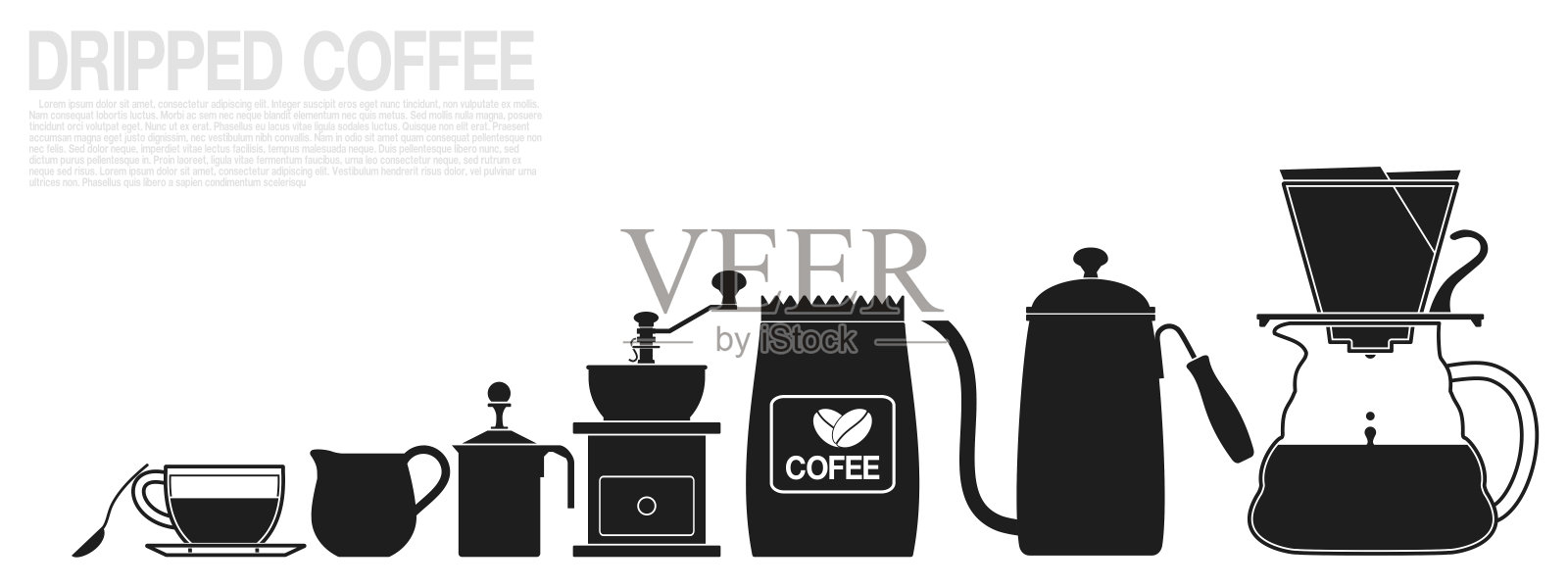 单色图标滴咖啡设备插画图片素材