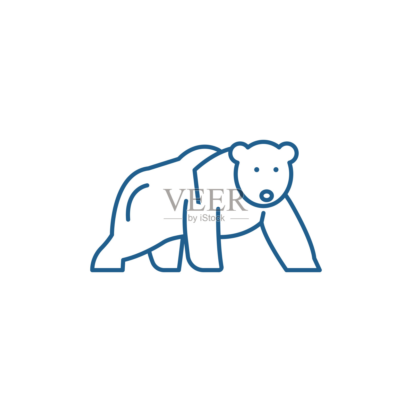 北极熊线图标概念。北极熊平面矢量符号、符号、轮廓插图。图标素材