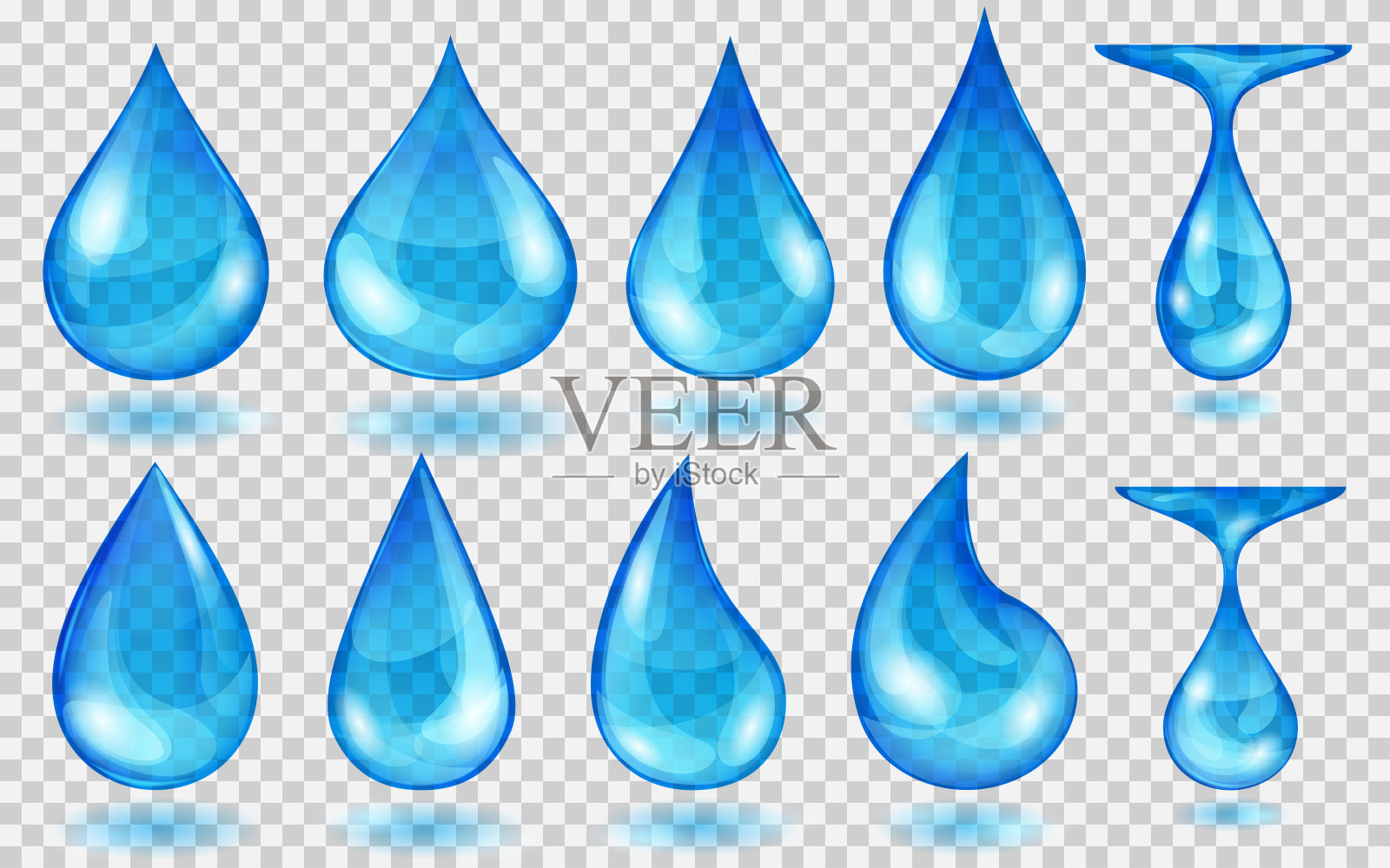 半透明的蓝色水滴设计元素图片