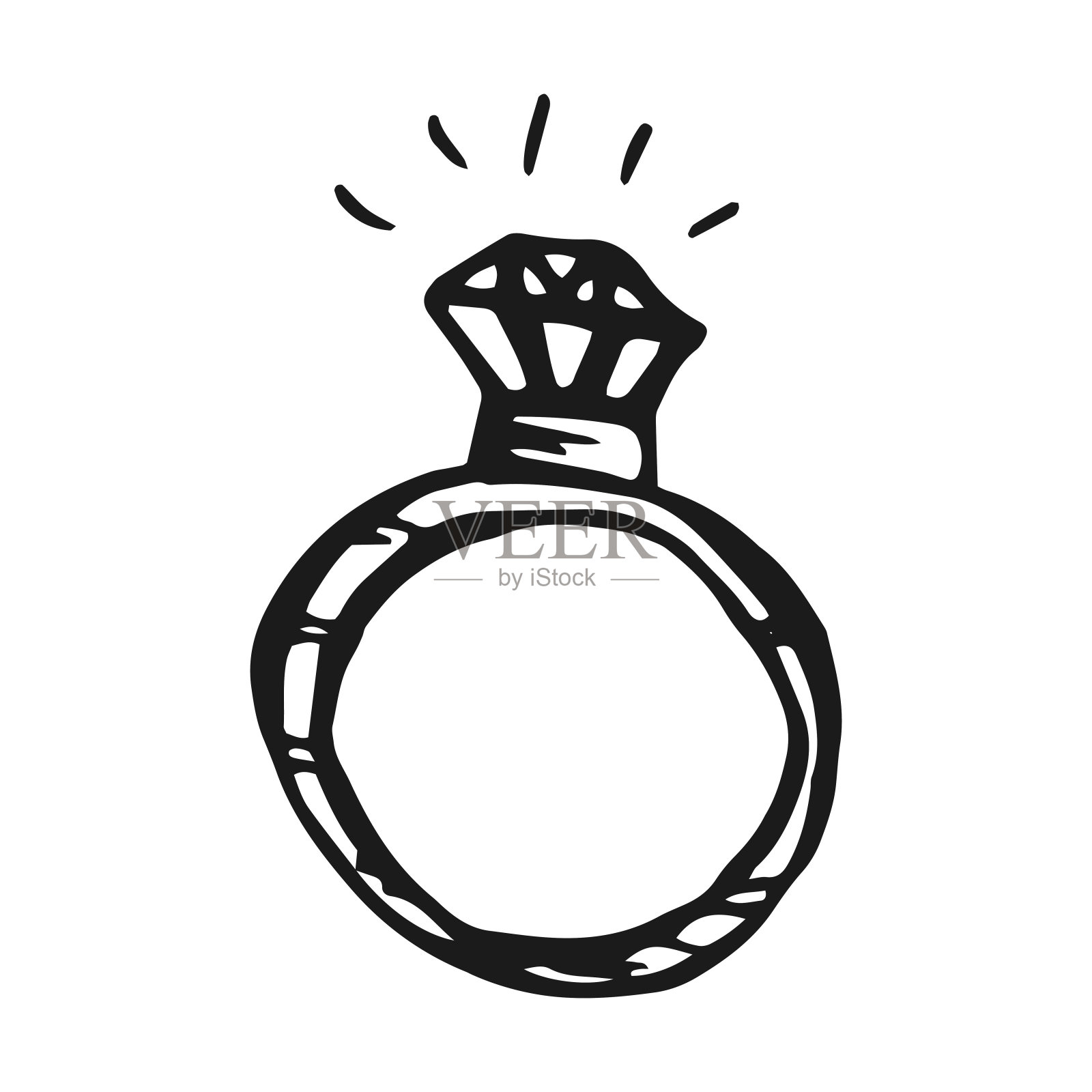 钻石戒指手绘图标。插画图片素材