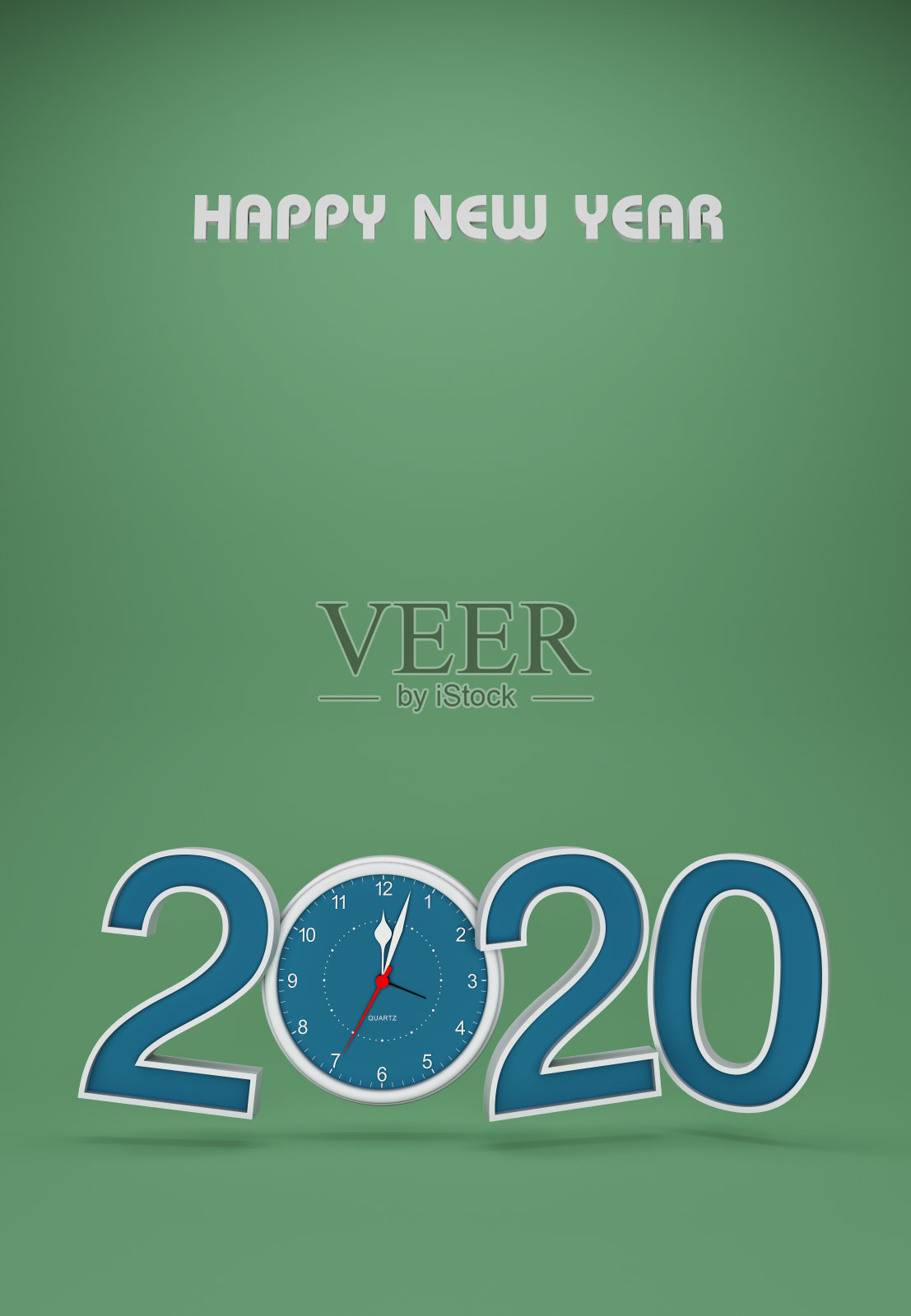 新年2020与时钟- 3D渲染图像照片摄影图片