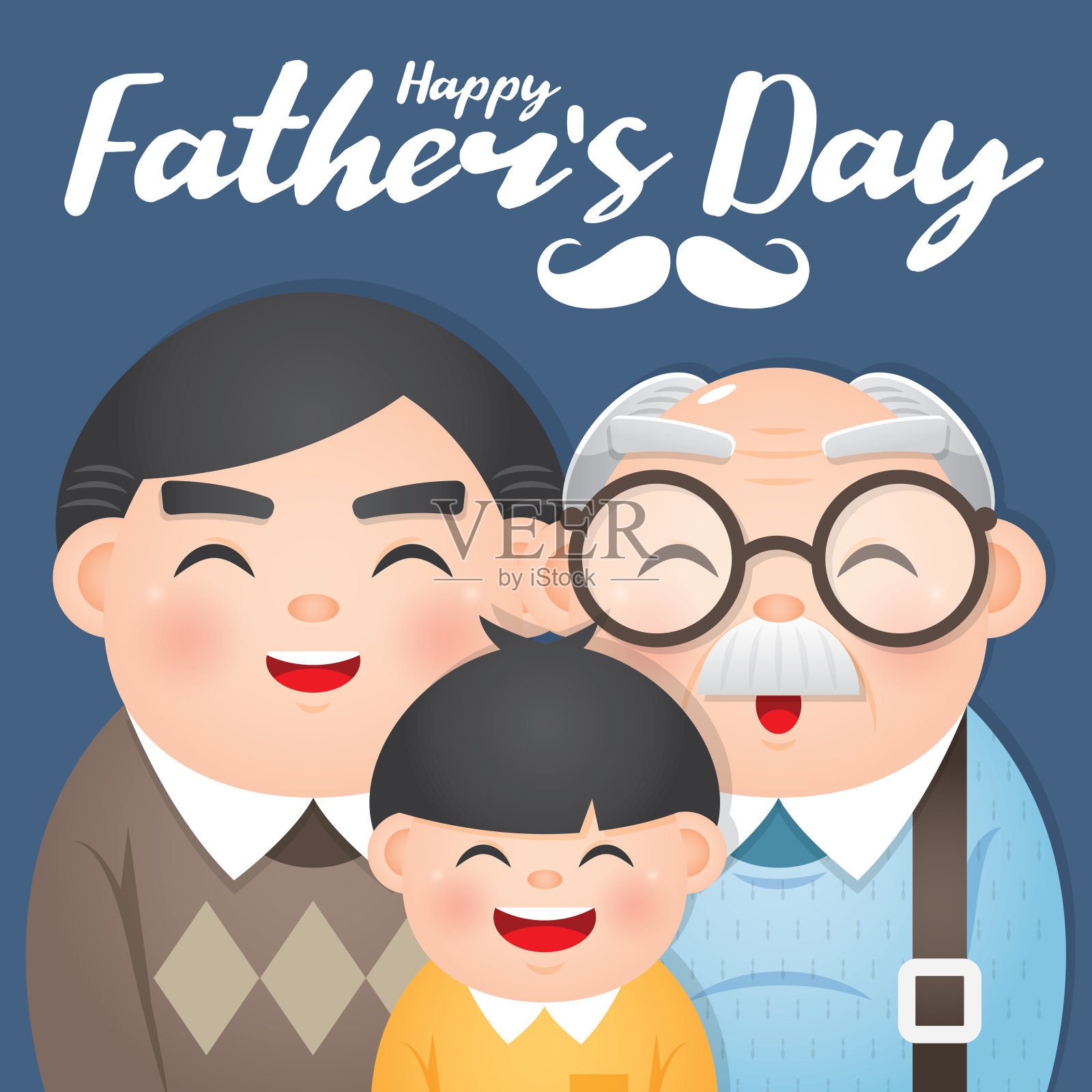 父亲节快乐模板/贺卡与父亲的衣服矢量插图插画图片素材