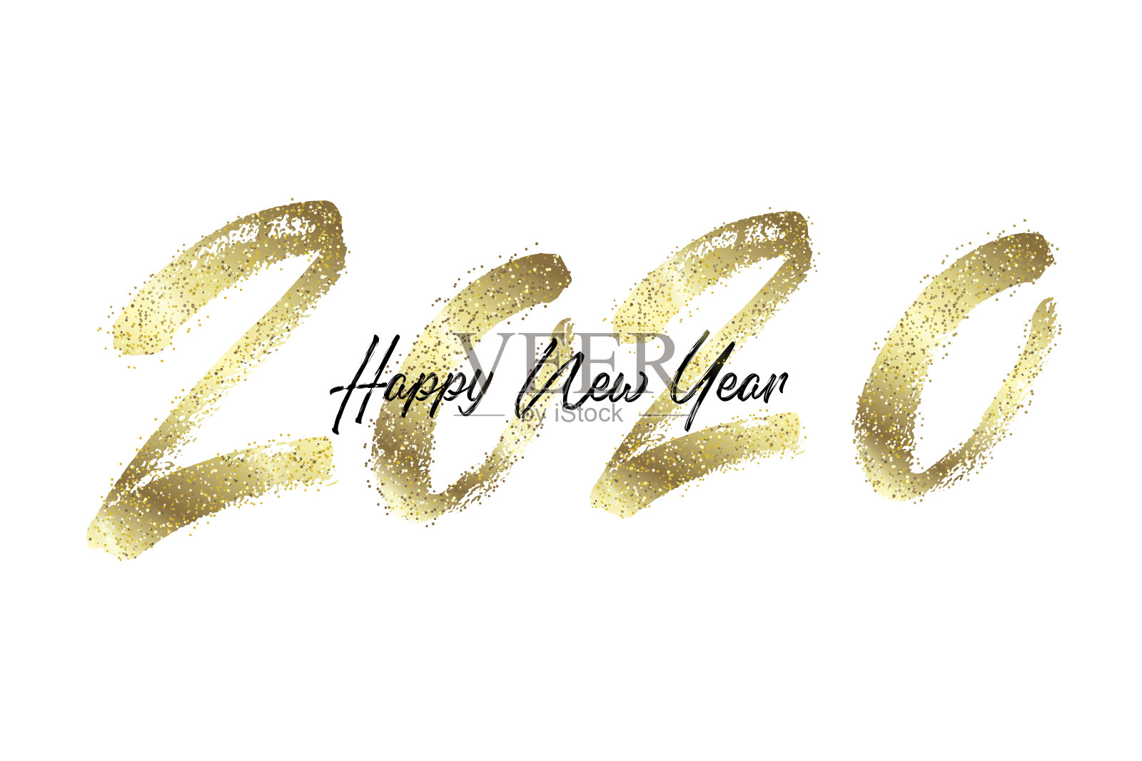 闪烁着金色的2020年新年快乐。插画图片素材