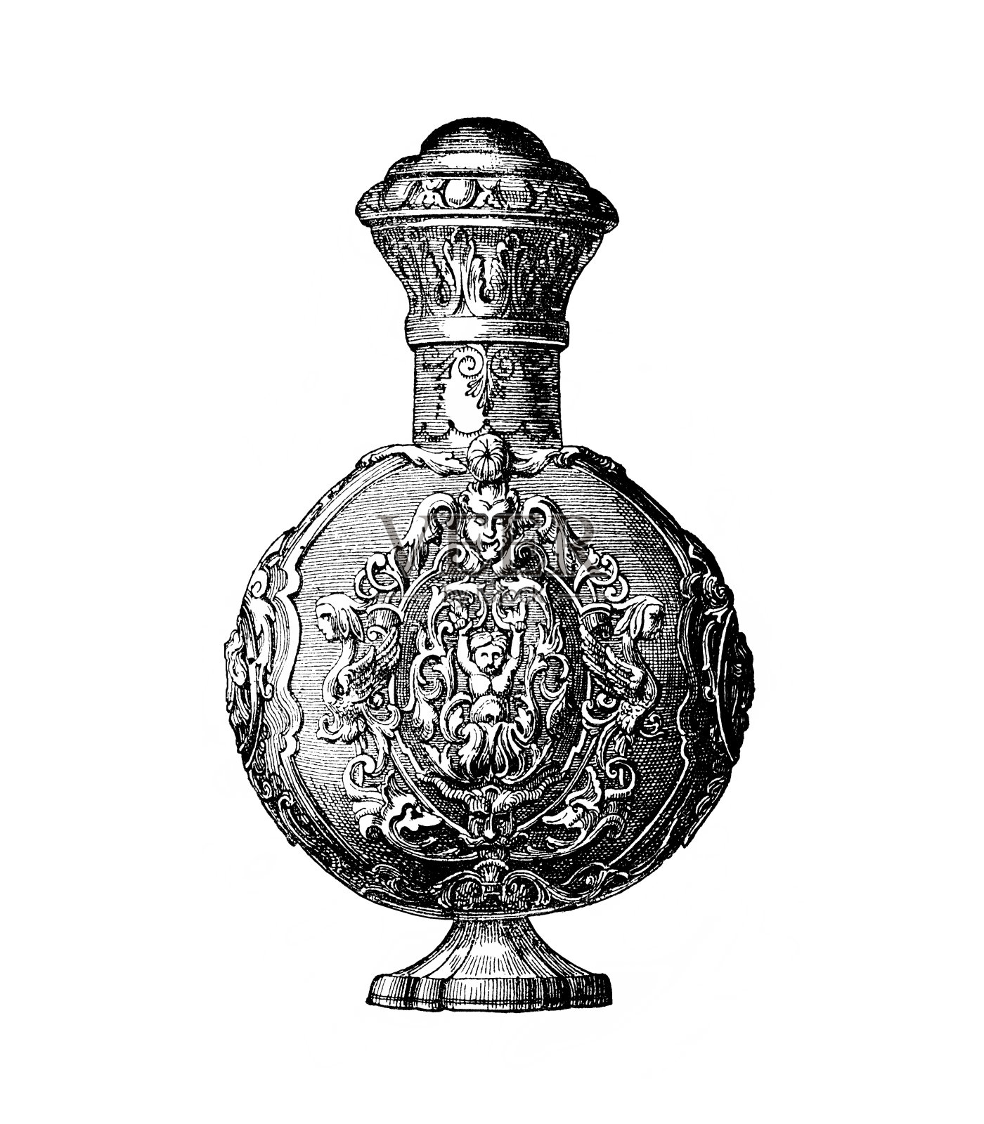维多利亚香水瓶古董法国插图插画图片素材